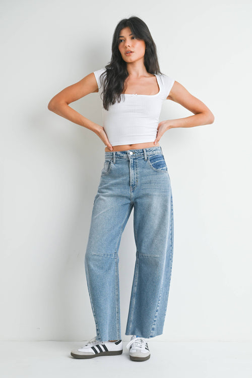 JUST BLACK DENIM BP473J - LT - Barrel Jean w/ Seams