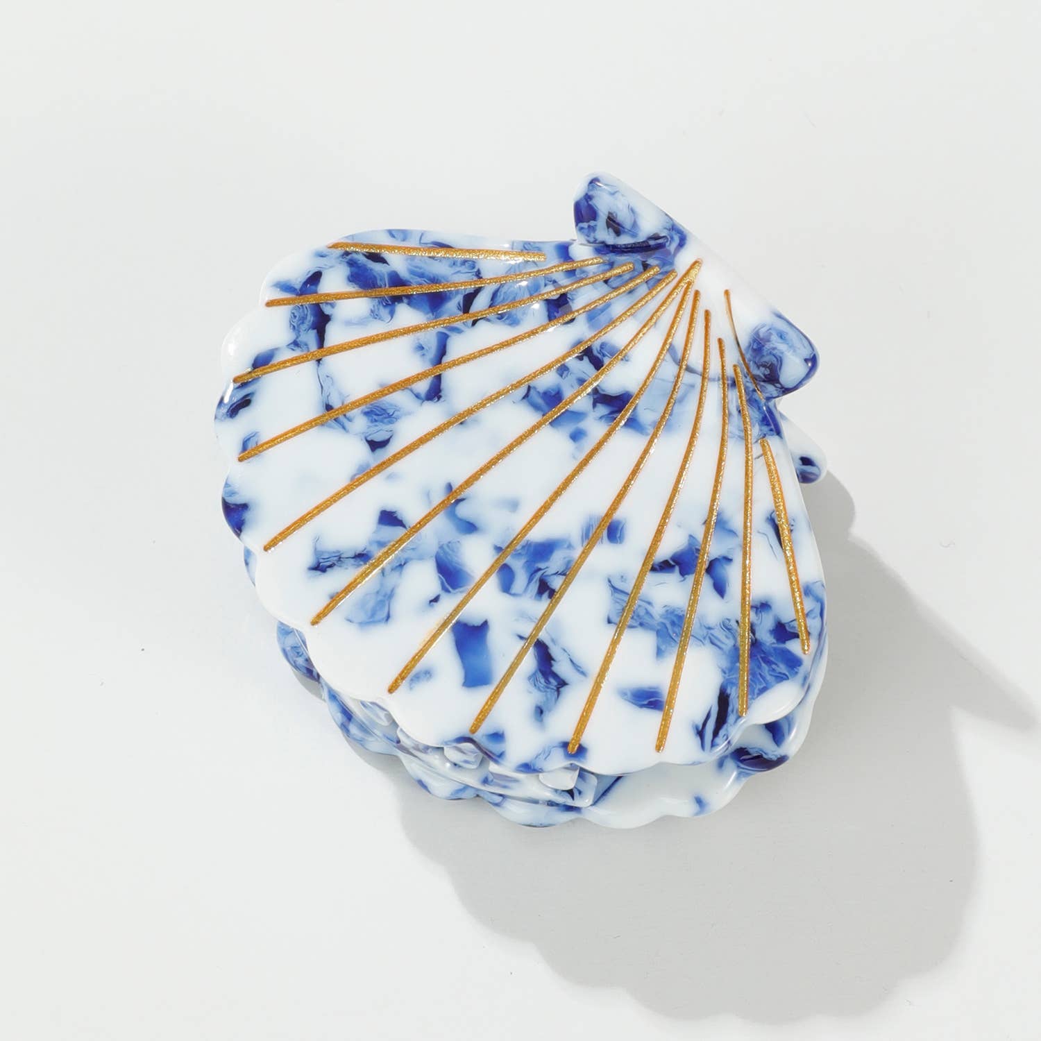 Adorro Coastal Blue Seashell | Gold Painted Seashell Claw Clip