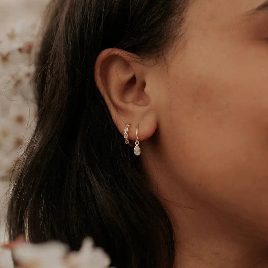 Mauve Jewelry Co. April Raindrop Dangle Hoops