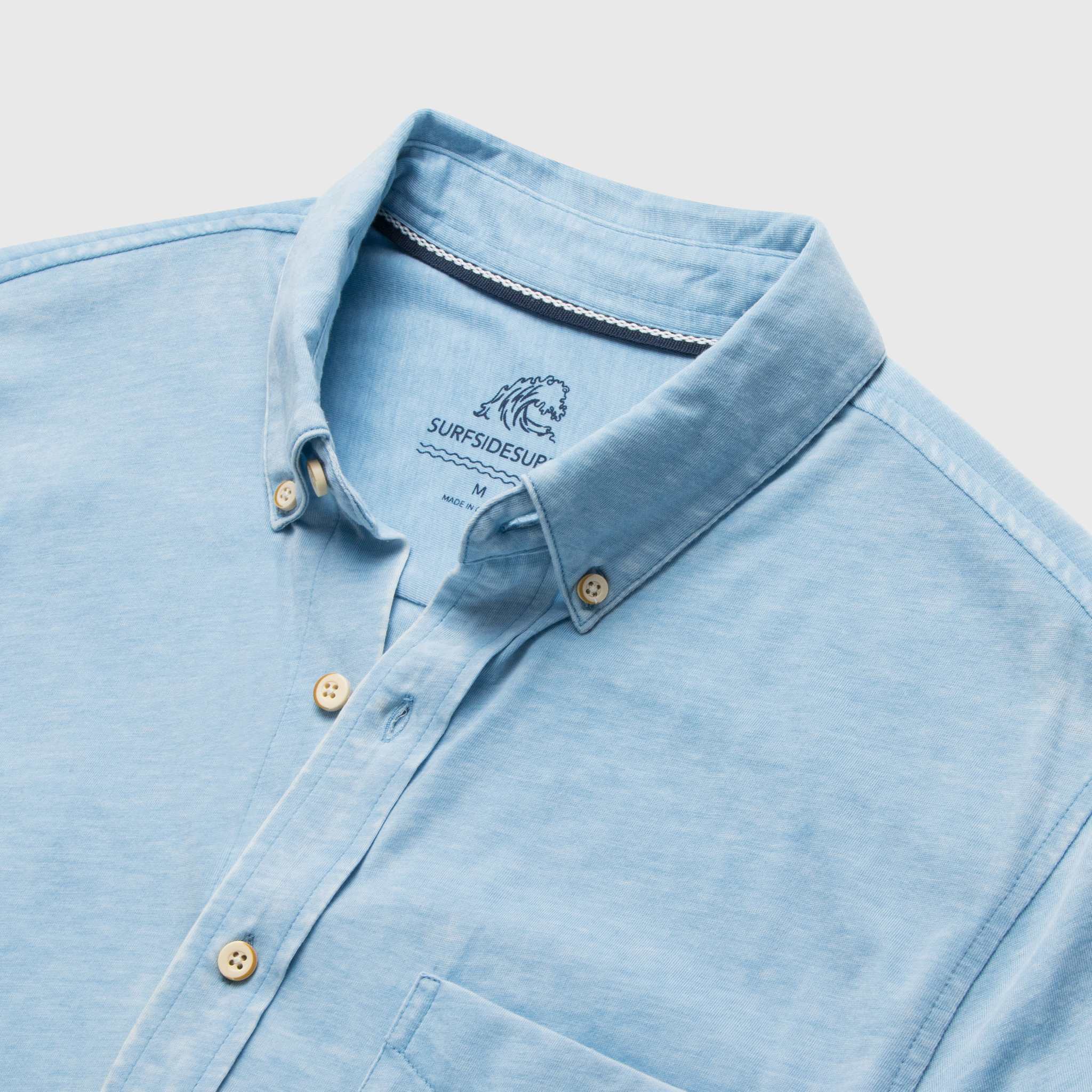 SURFSIDESUPPLY Tony s/s Burnout knit Shirt - Blissful Blue