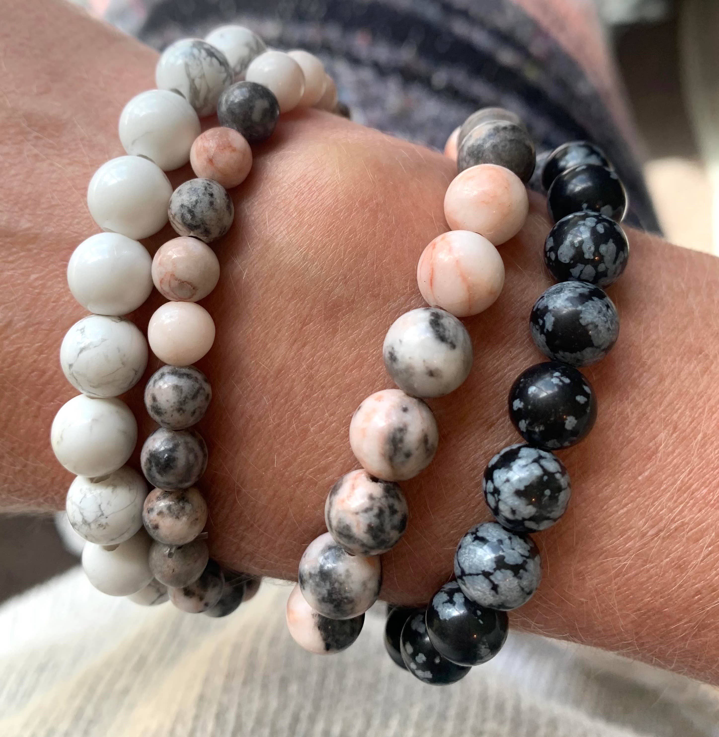 Jo Bird Jewelry Gemstone Elastic Bracelet - Greys