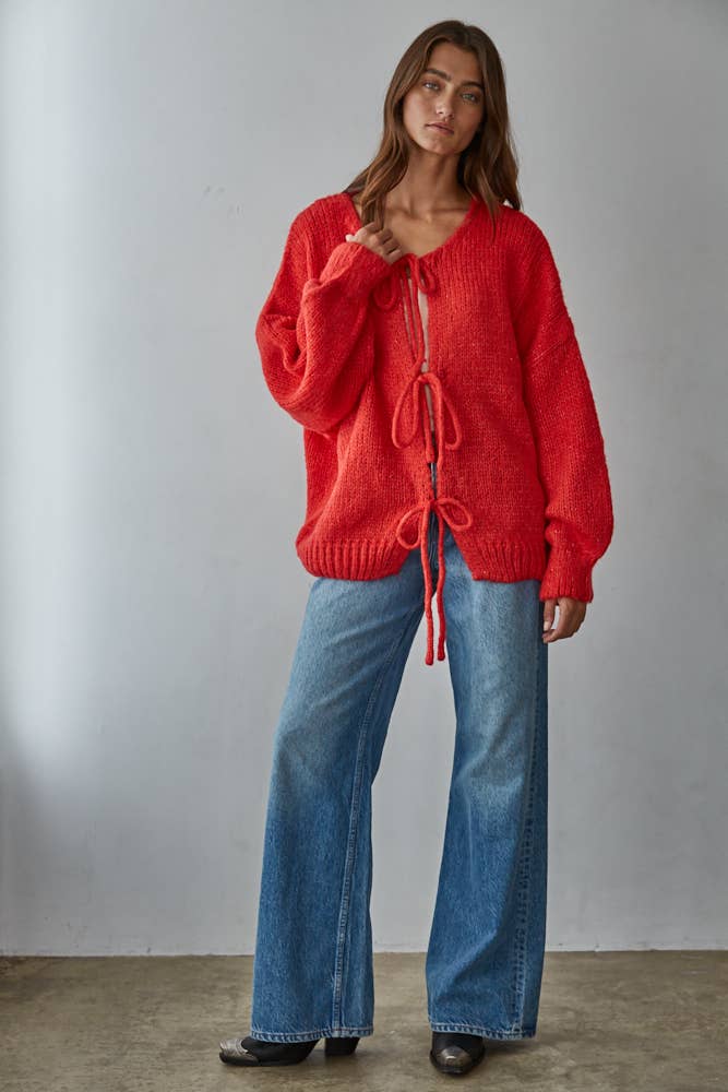 By Together Eggnog Tie Front Sweater