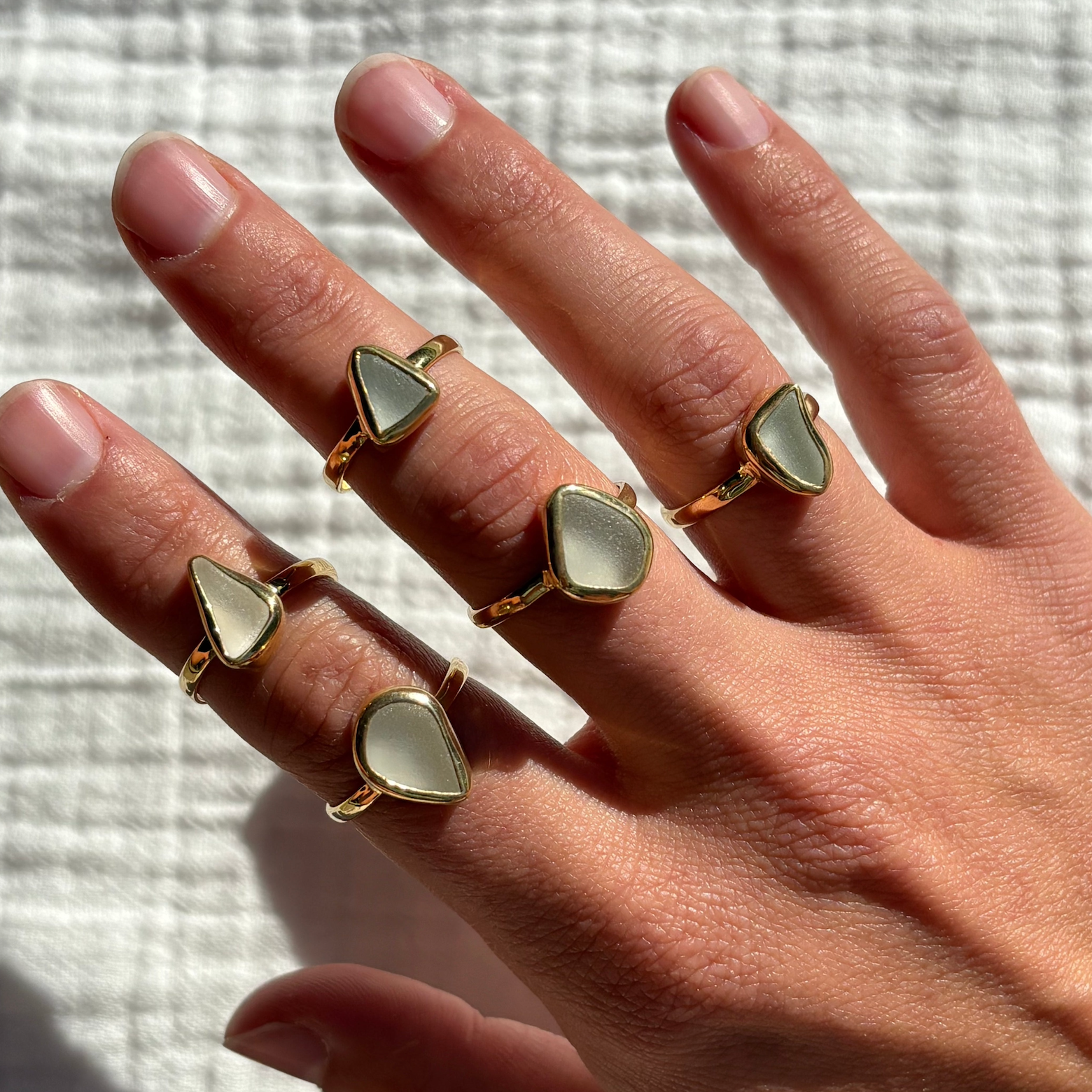 The Salty Gem White Sea Glass Ring (Handmade)