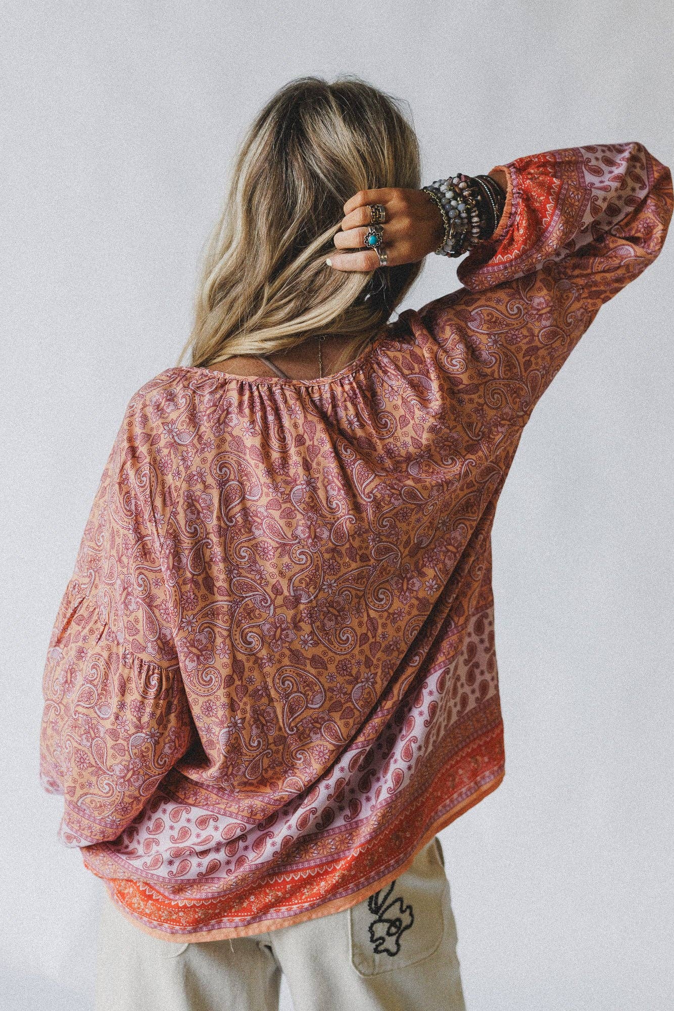 Three Bird Nest Lani Border Print Top