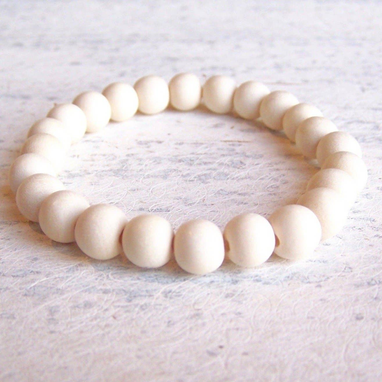Jo Bird Jewelry Mali Wood Elastic Bracelet - 8mm White