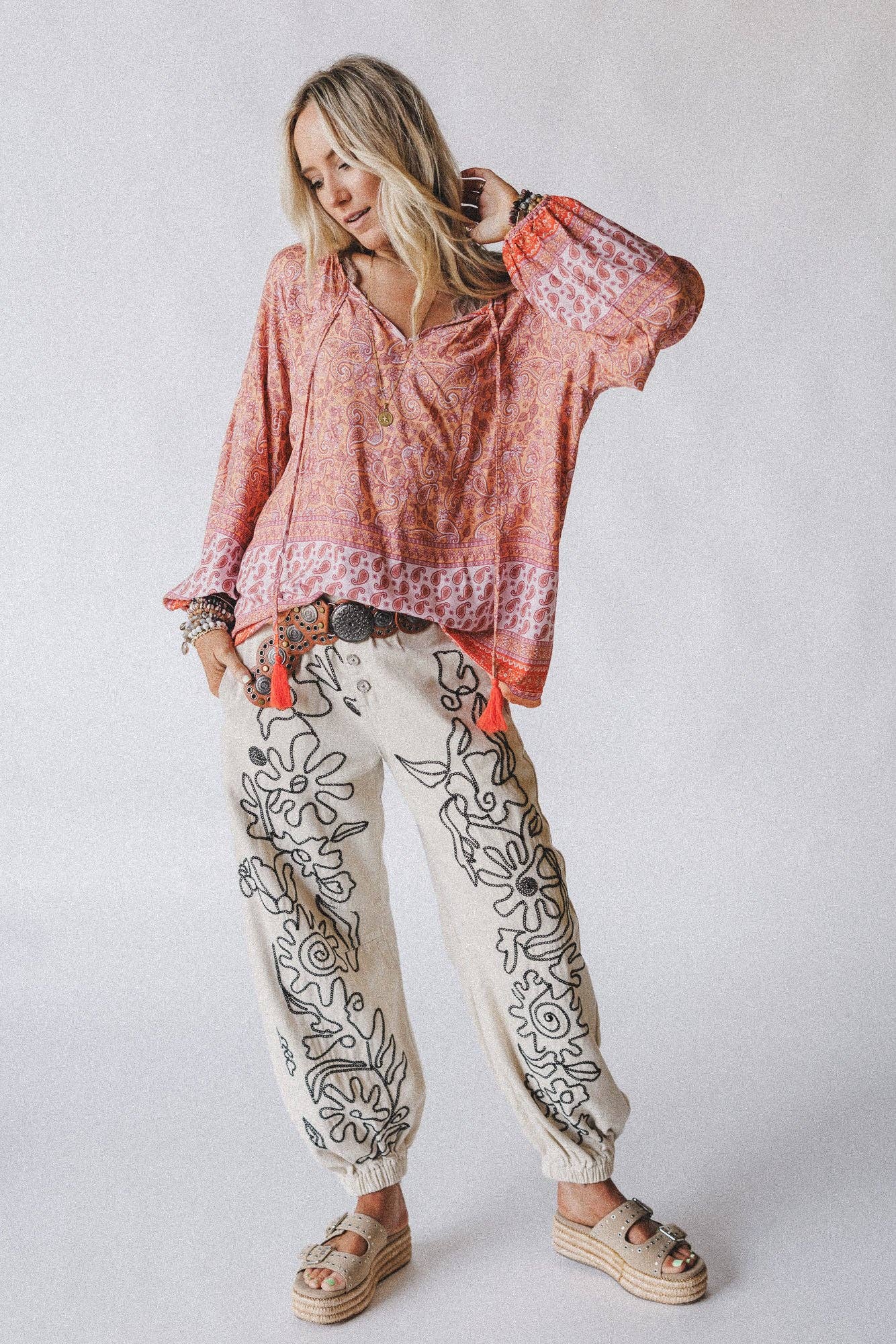 Three Bird Nest Lani Border Print Top