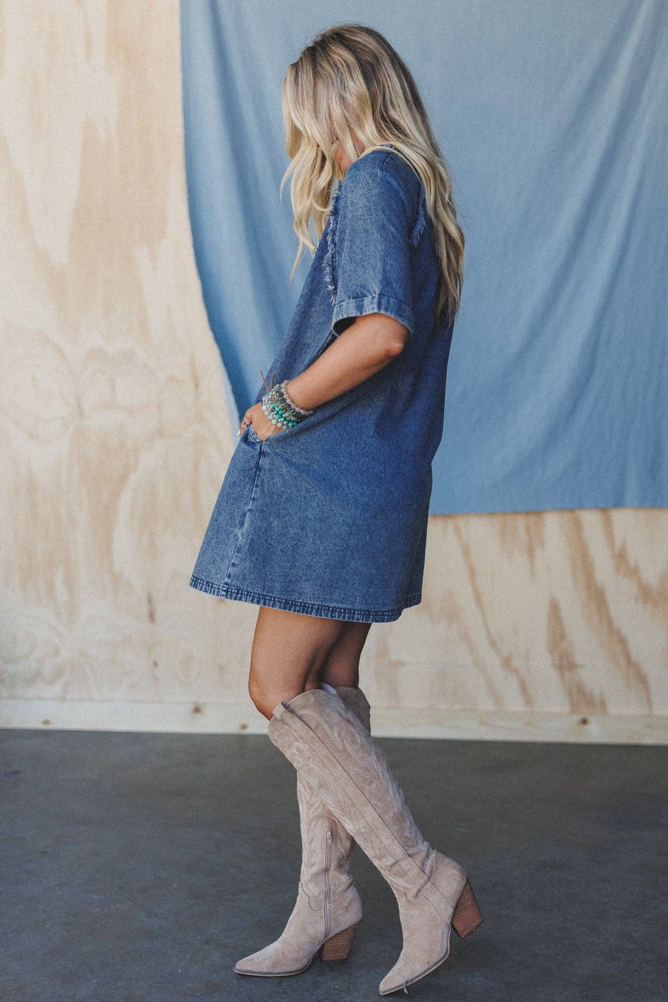 Three Bird Nest Jayda Pocket Dress - Blue