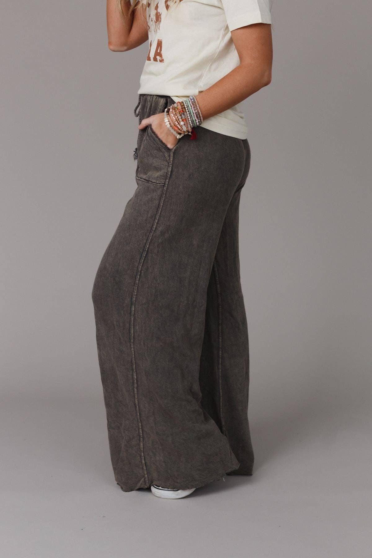 Three Bird Nest Relaxing Robin Wide Leg Pant - New Charcoal
