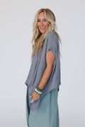 Three Bird Nest Everleigh Textured Tunic Top - Heather Gray