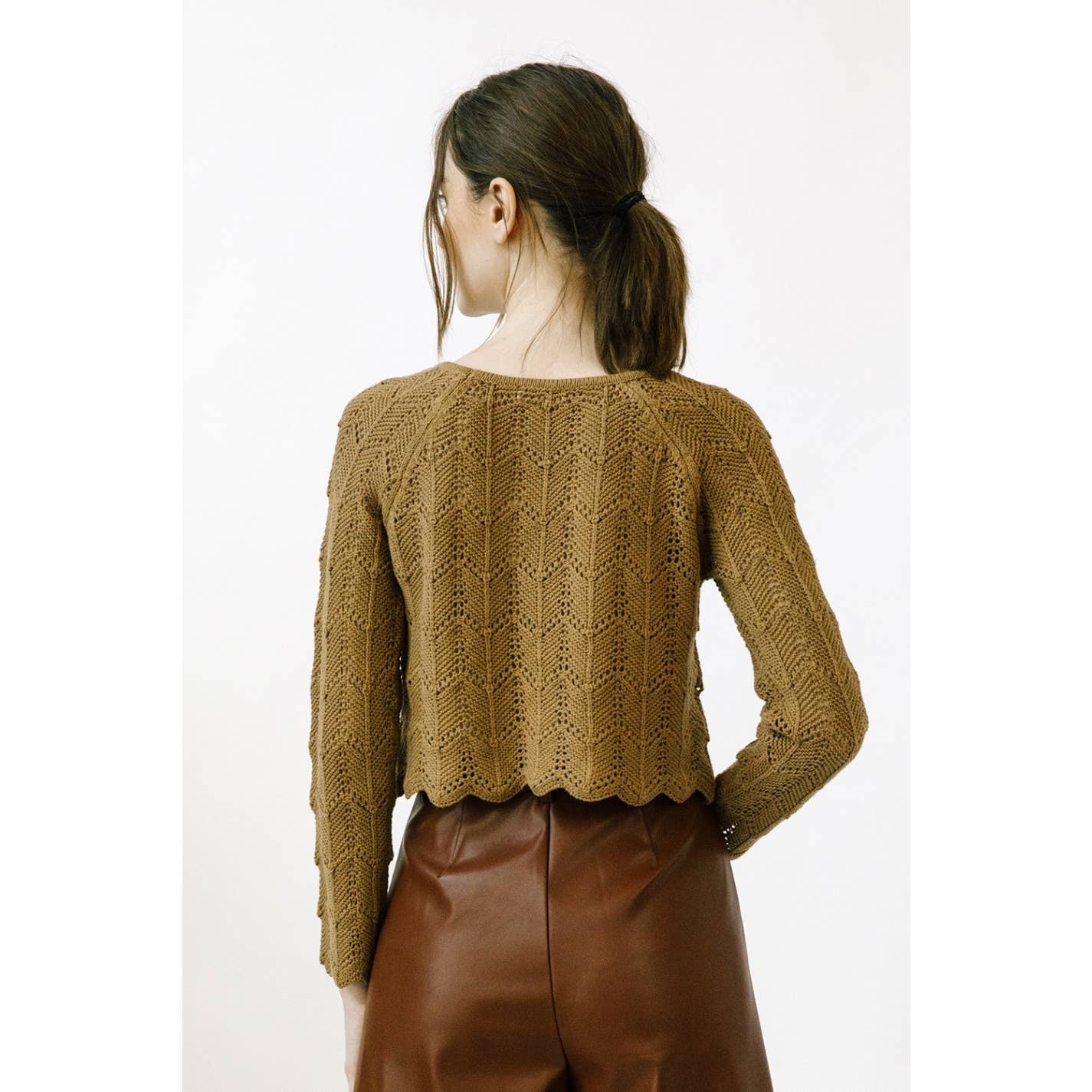 STORIA EVERGREEN CROCHET KNIT TOP