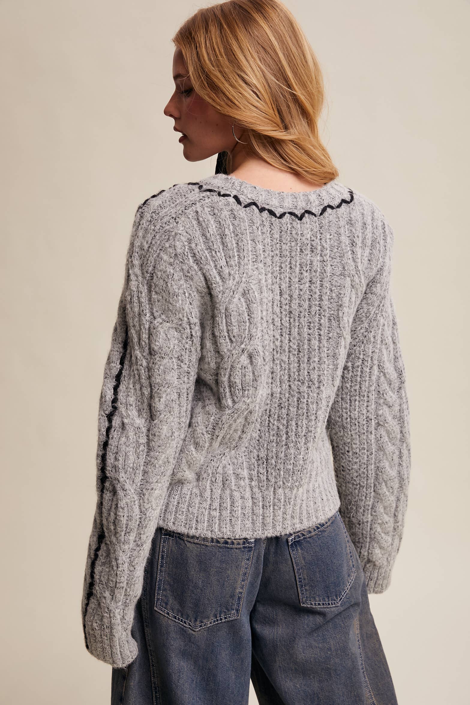 Listicle Fireside Cable Knit Sweater