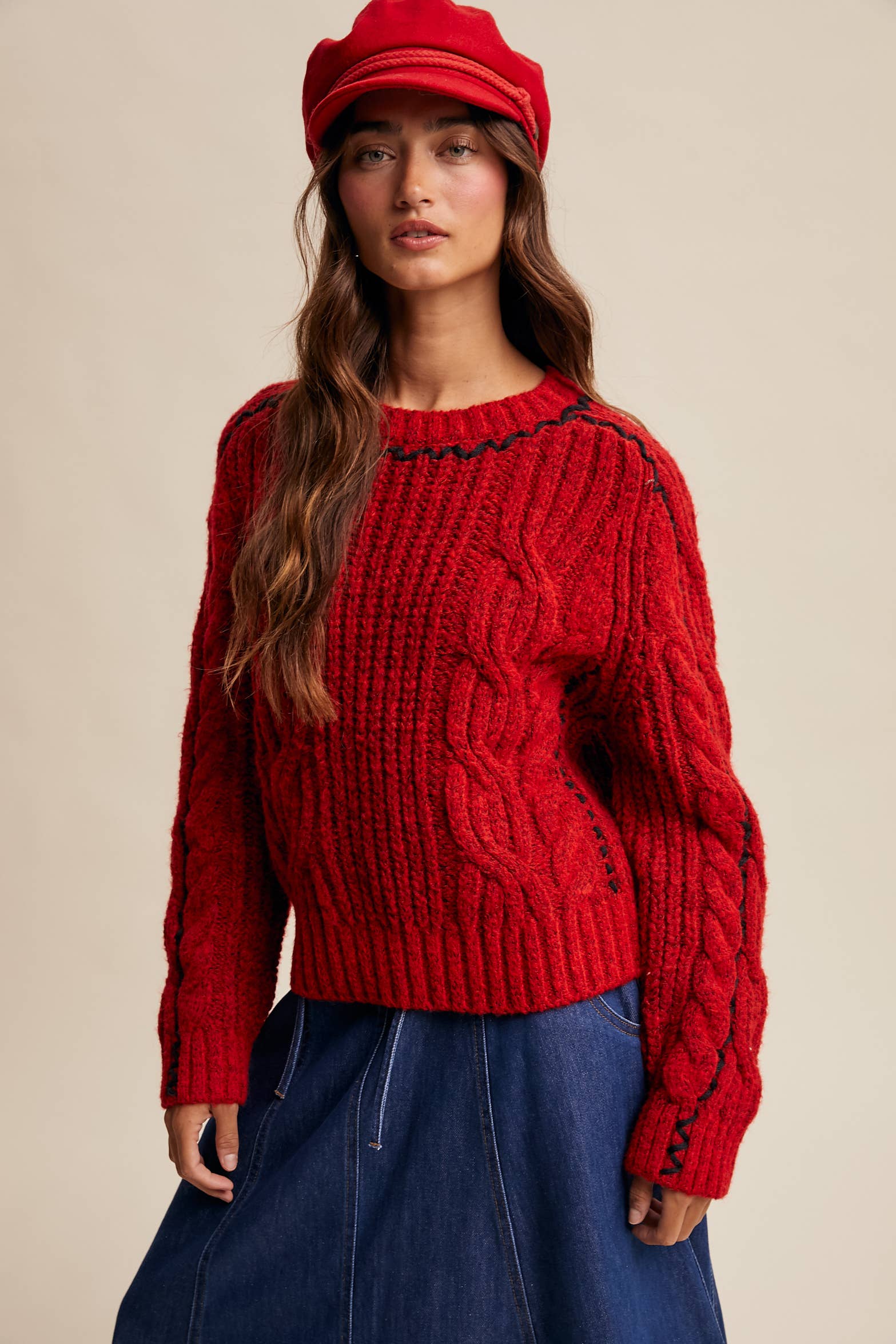 Listicle Fireside Cable Knit Sweater