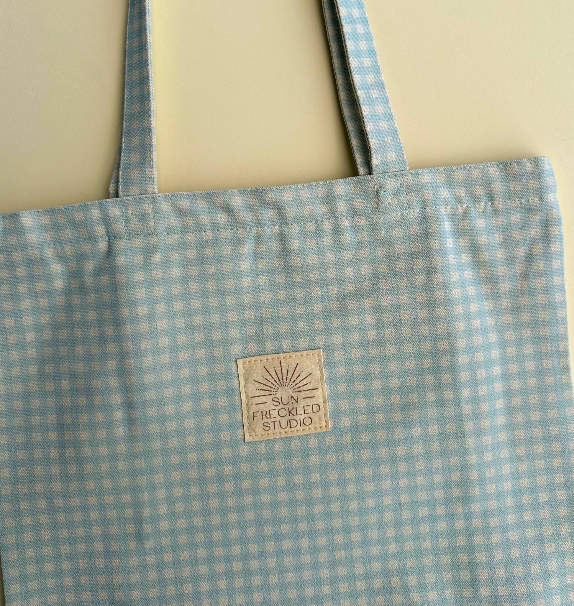 Sun Freckled Studio Blue Gingham Tote Bag