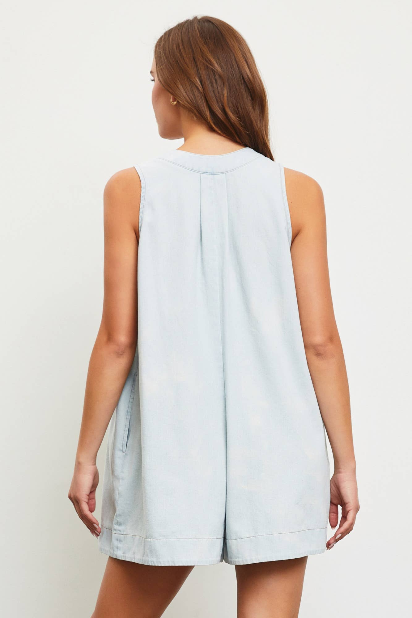 Mustard Seed TIE WITH PLEATED DENIM ROMPER