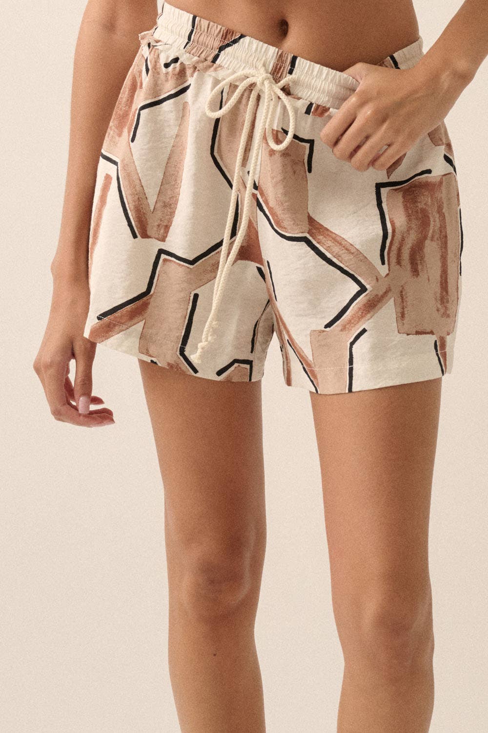 Promesa USA Abstract-Print Woven Drawstring Pocket Shorts
