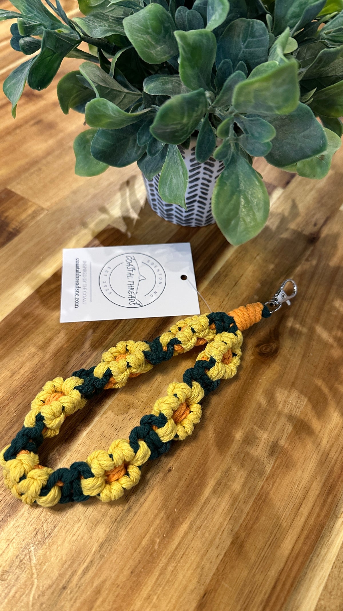 Art by Ava Flower Macrame Keychain Marigold
