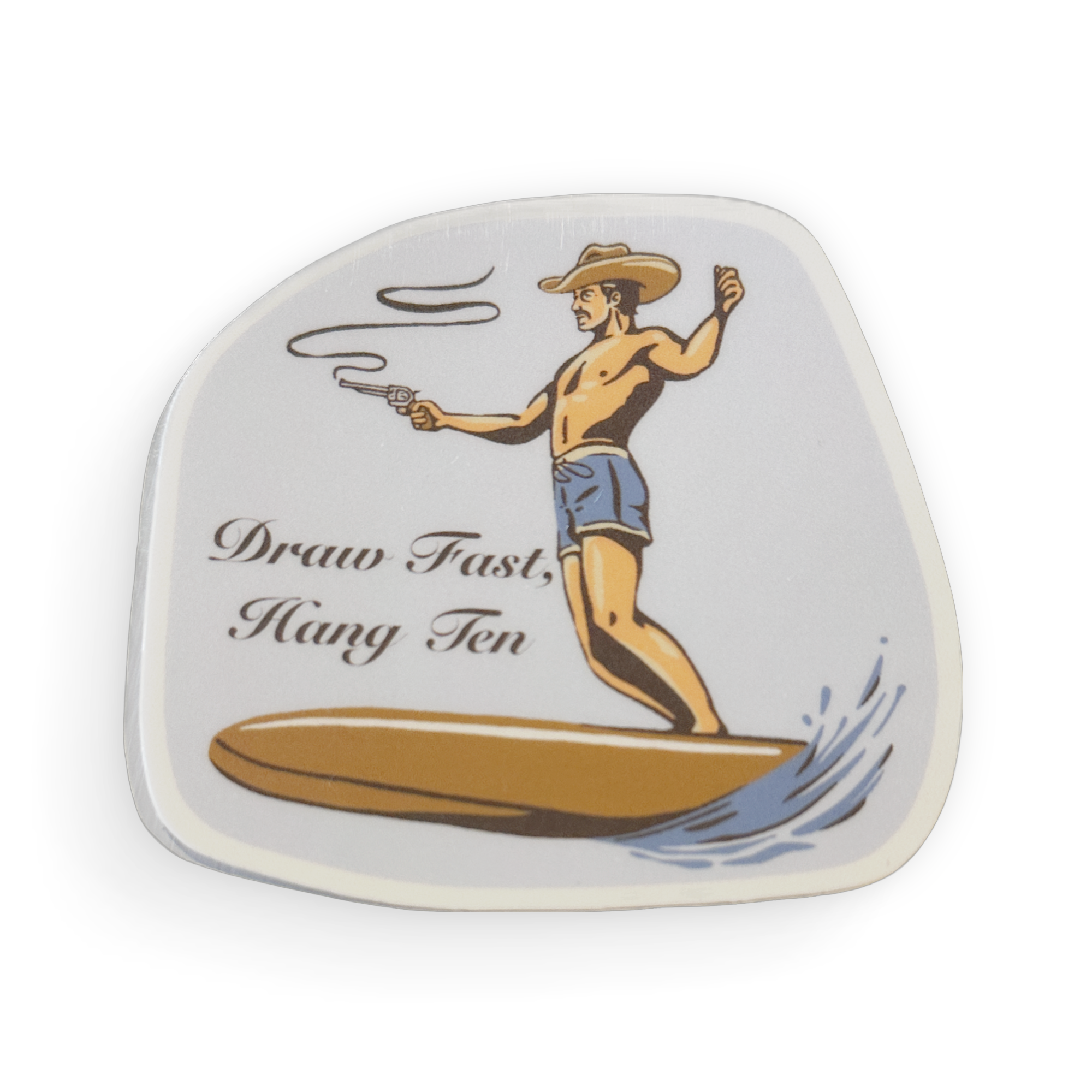 Coastal Threads Surfing Cowboy Sticker
