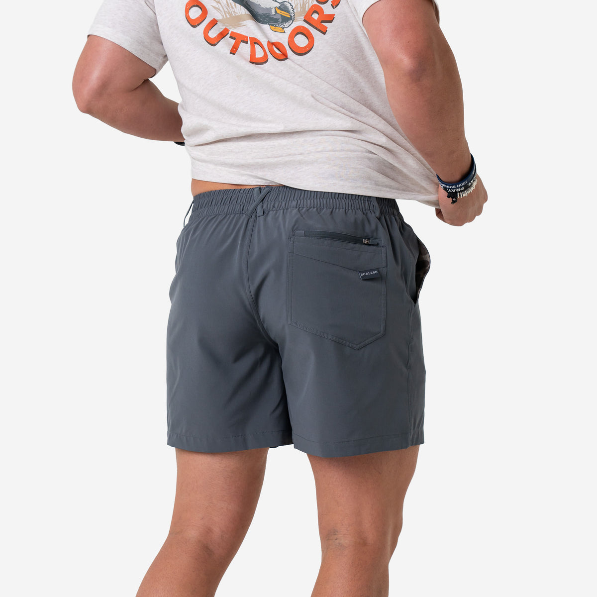 Burlebo Everyday Short (5”) - River Rock Grey - Classic Deer Camo Pocket