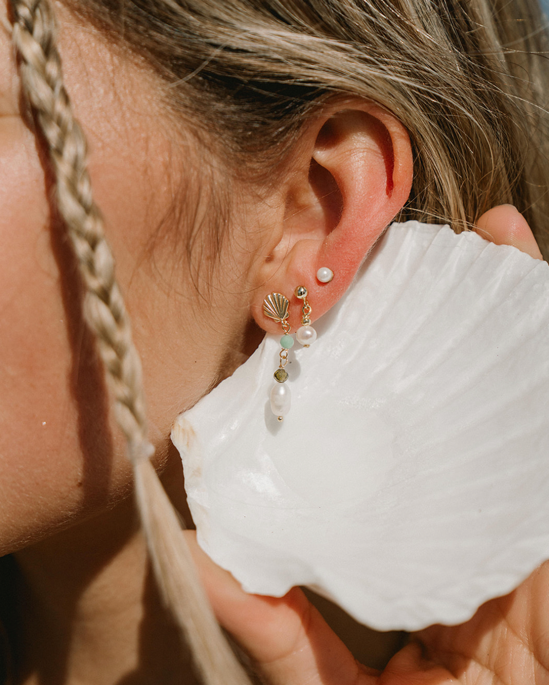 The Salty Gem WIND & SEA EARRINGS Silver Matcha Green