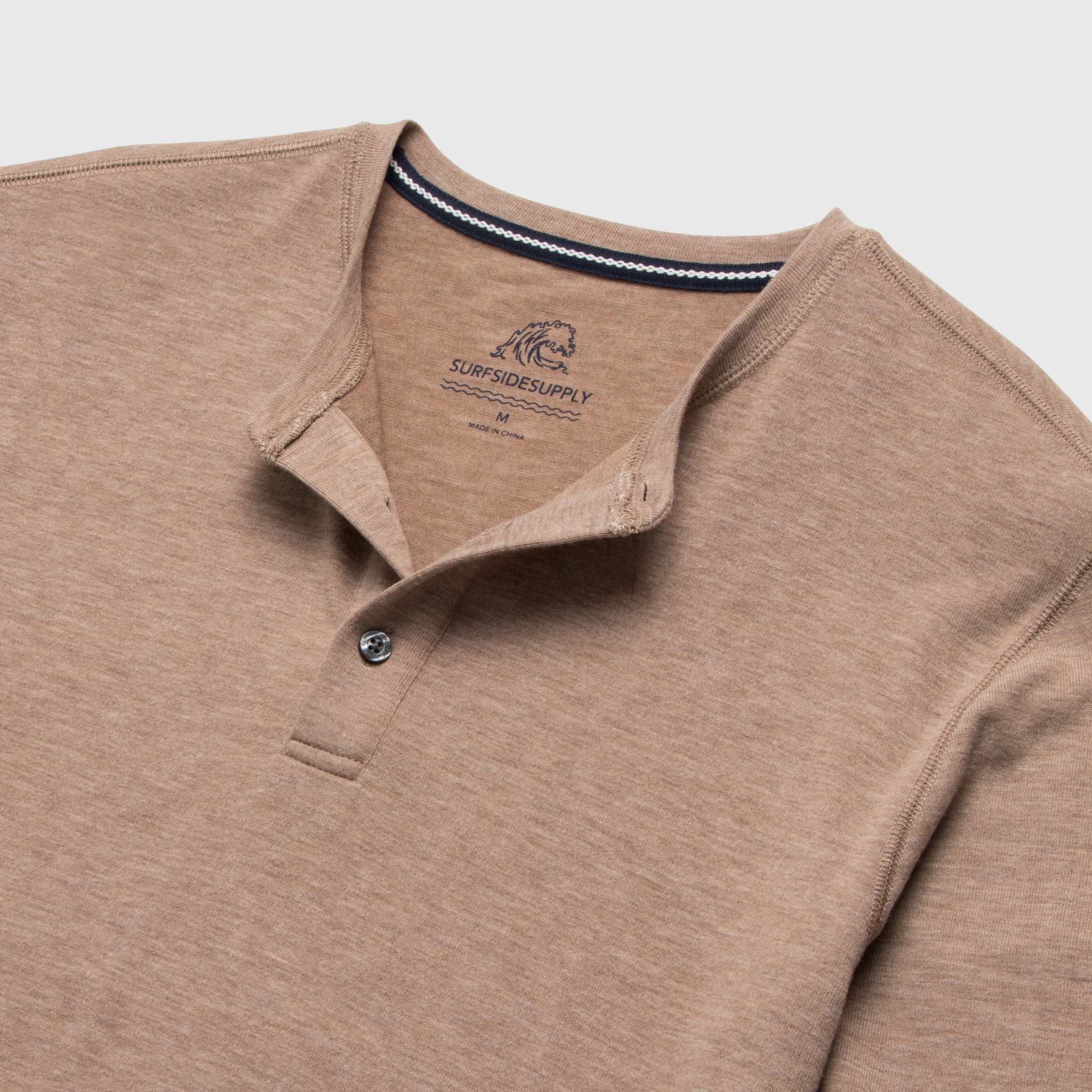 SURFSIDESUPPLY Sean Ultra Soft Classic Henley - Camel Heather