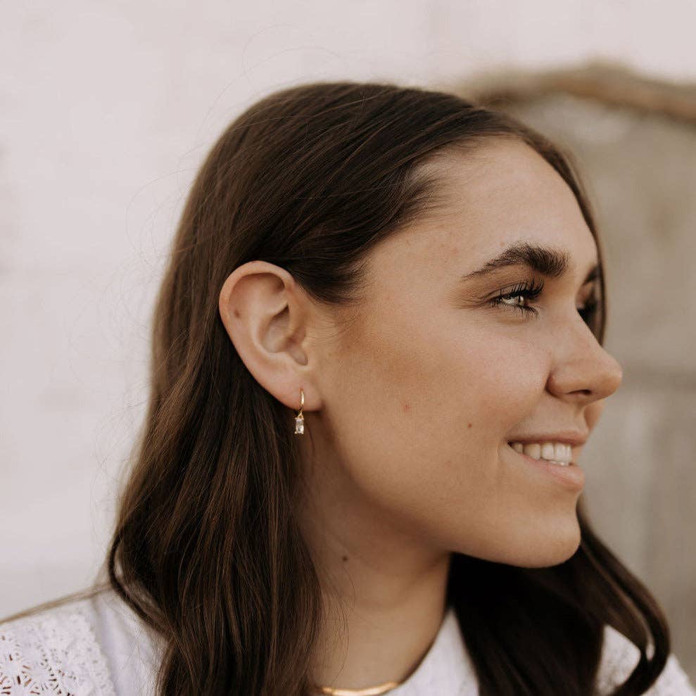 Mauve Jewelry Co. Sophie Baguette Diamond Dangle Hoops