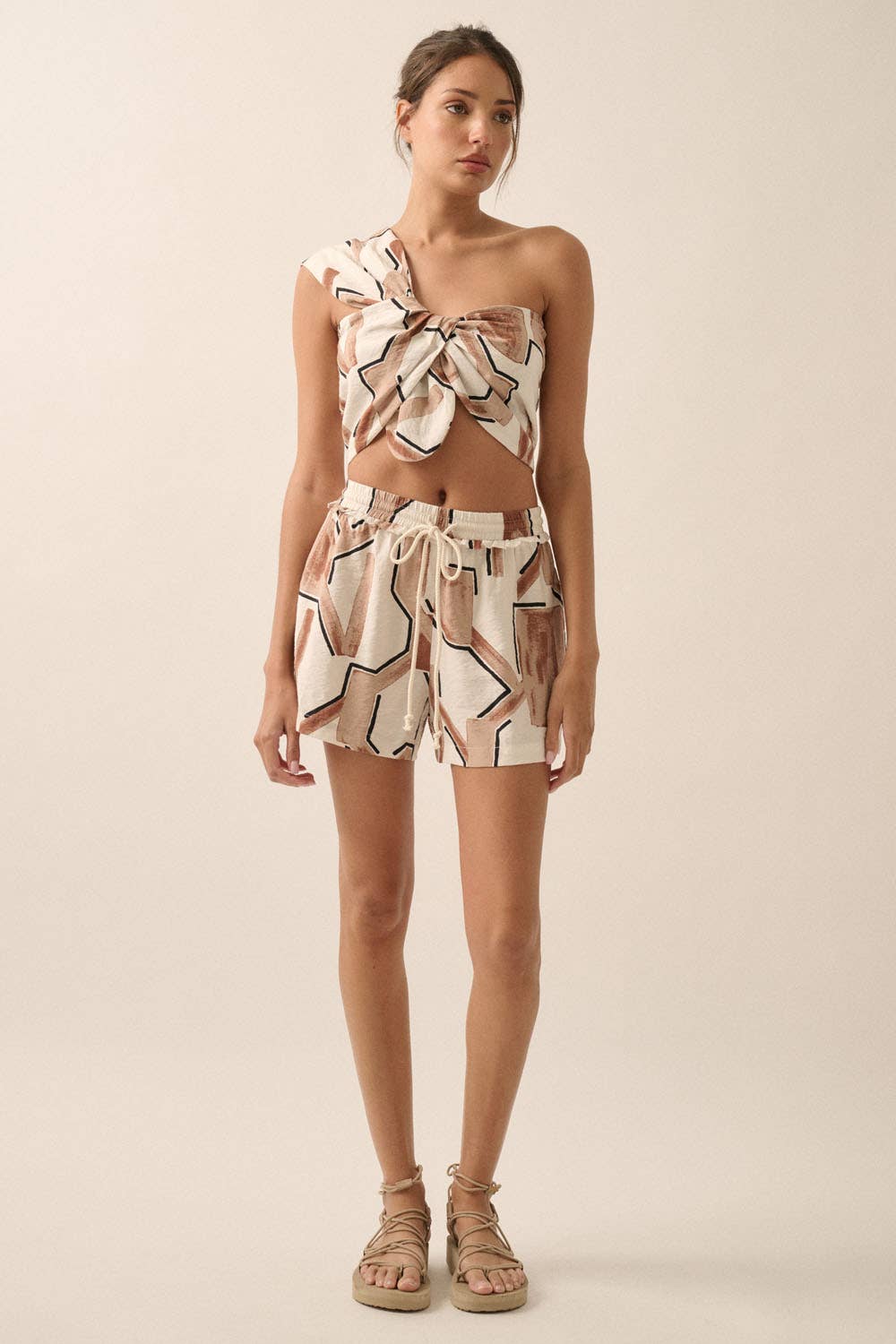 Promesa USA Abstract-Print Woven Drawstring Pocket Shorts