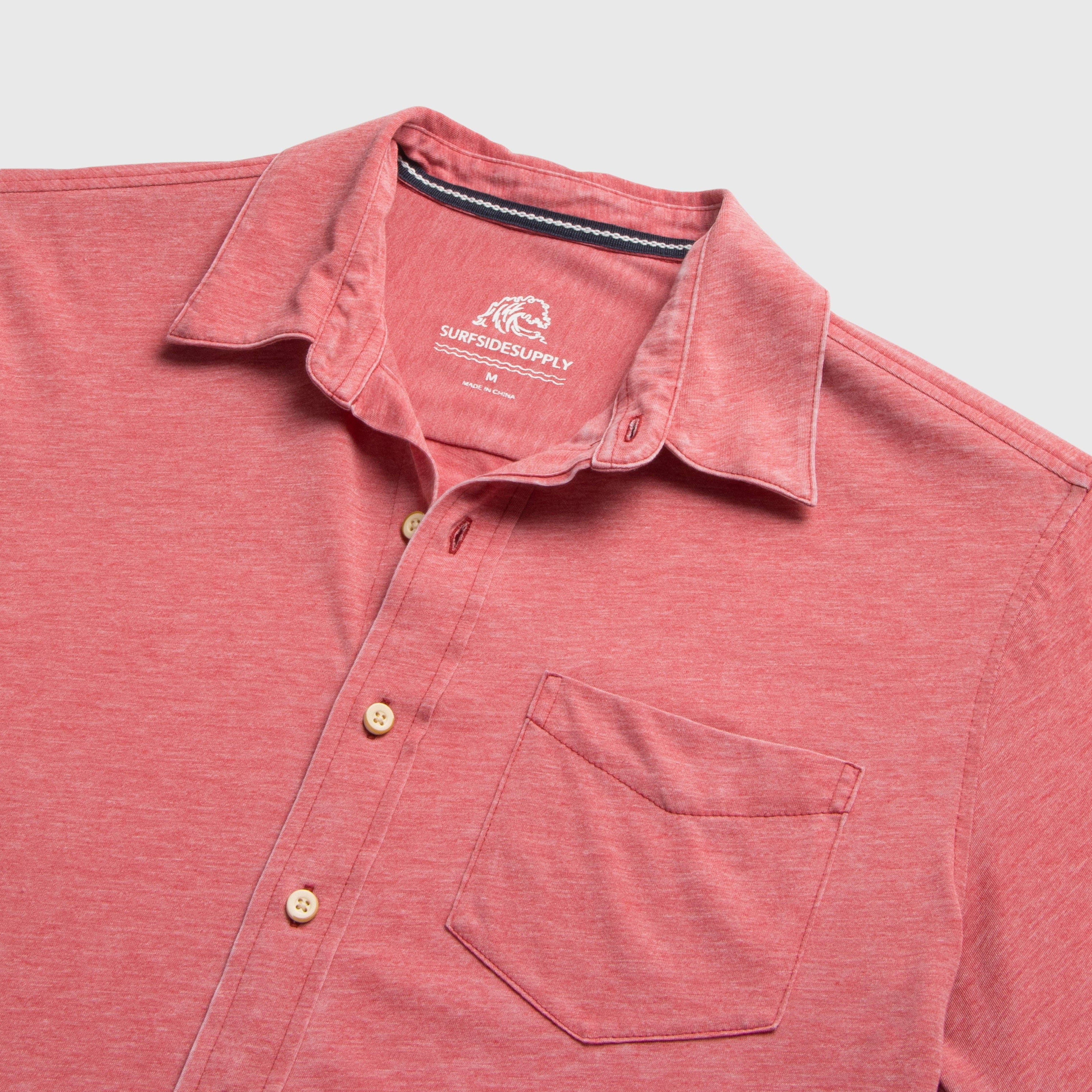 SURFSIDESUPPLY Tony S/S Burnout Knit Shirt - Mineral Red