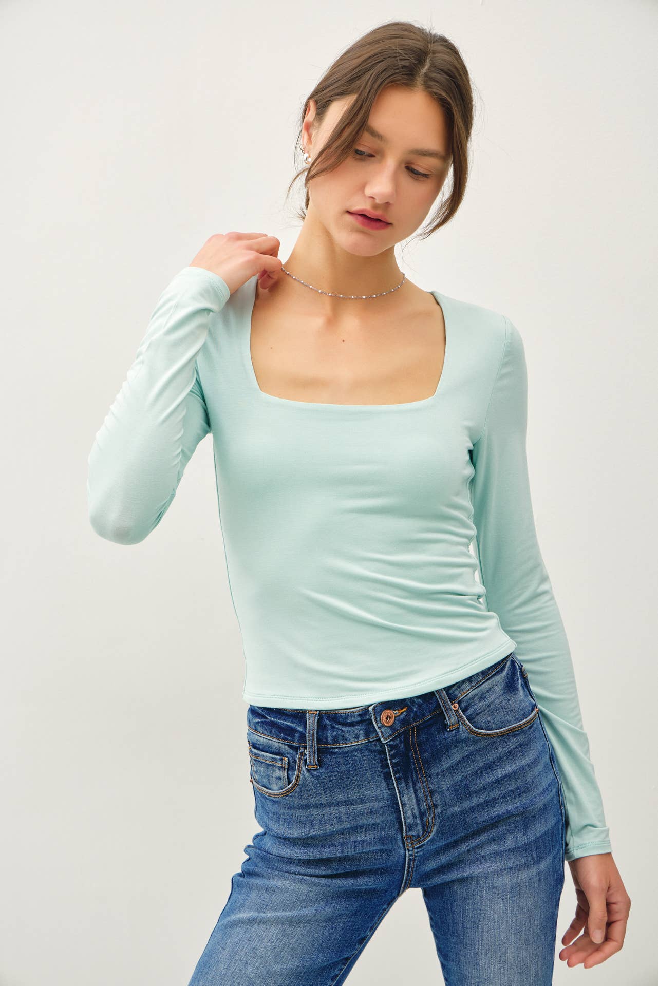 Be Cool BASIC THREADS SQUARE NECK LONG SLEEVE TOP