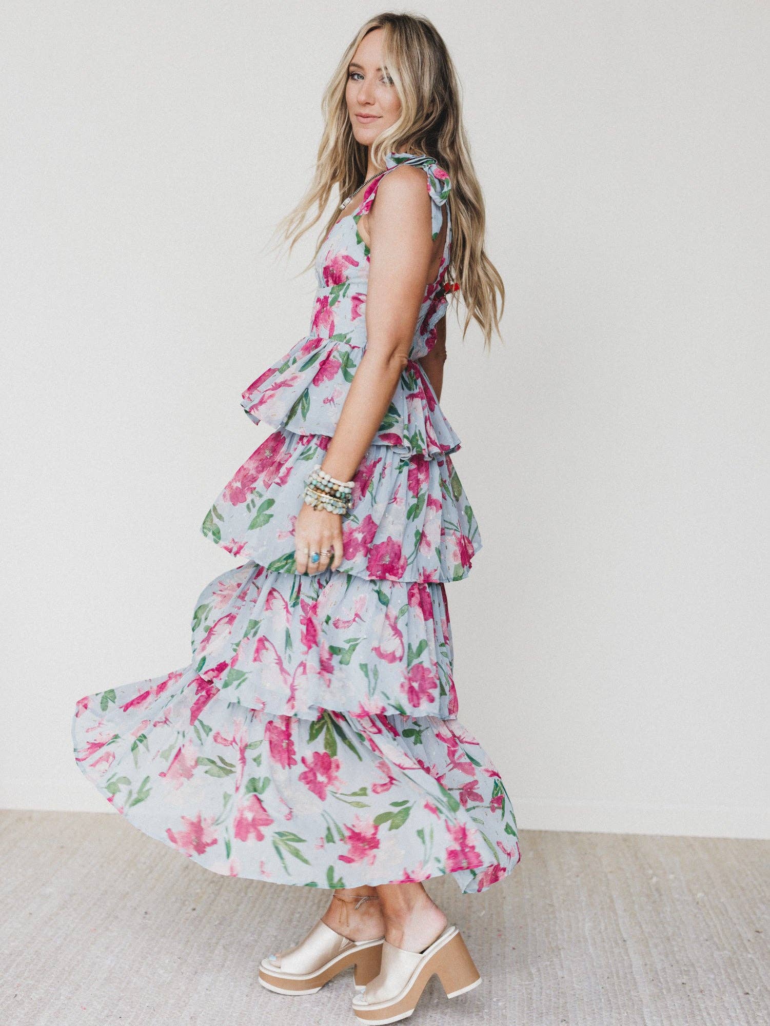 Three Bird Nest Lila Bloom Maxi Dress - Dusty Blue