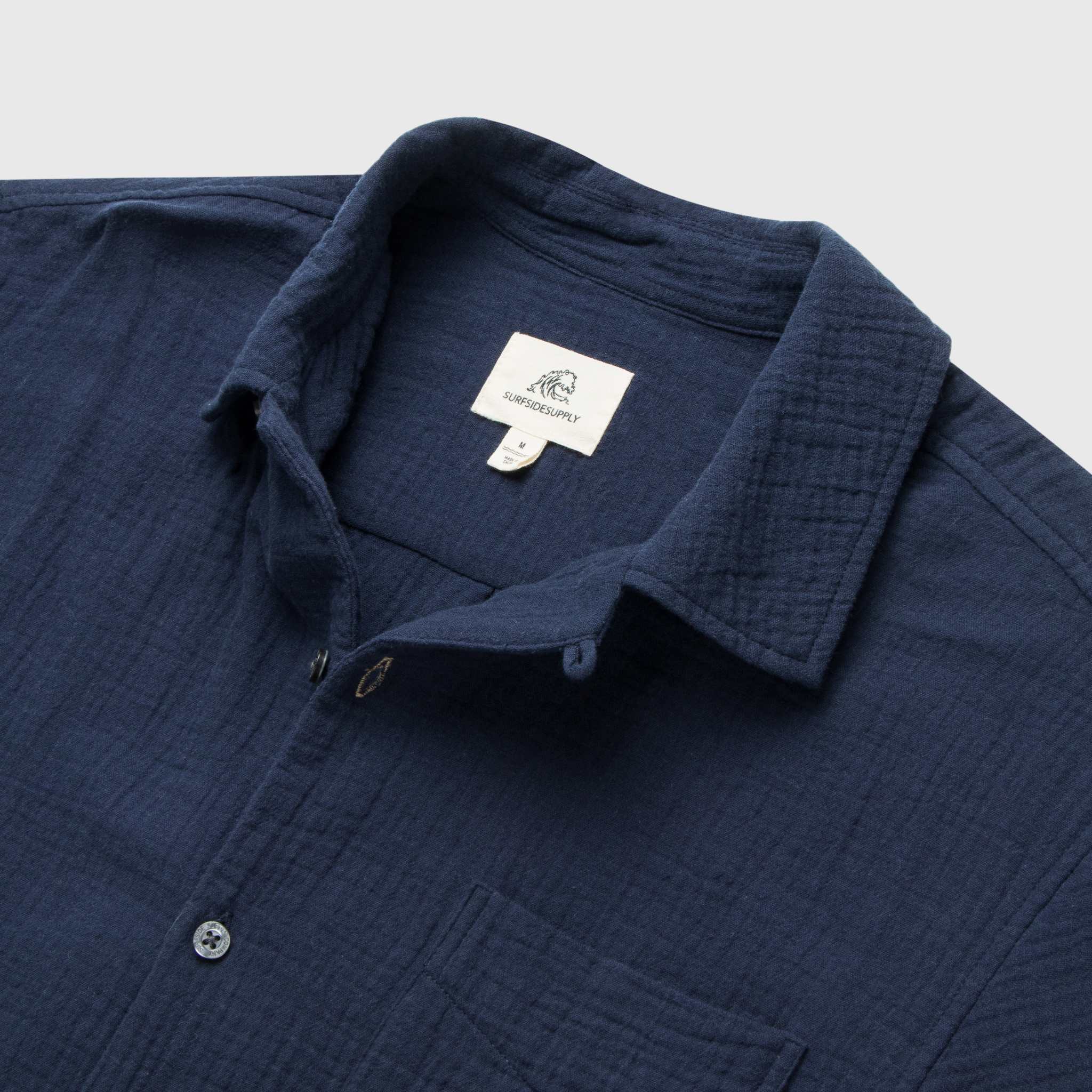 SURFSIDESUPPLY Mariner s/s crinkle gauze Camp Collar Shirt - Navy Blazer