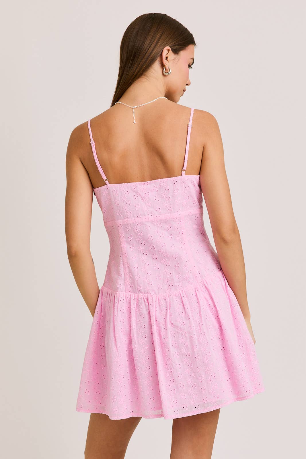 LE LIS CORSET STYLE DROP WAIST LACE TRIM DETAIL MINI DRESS