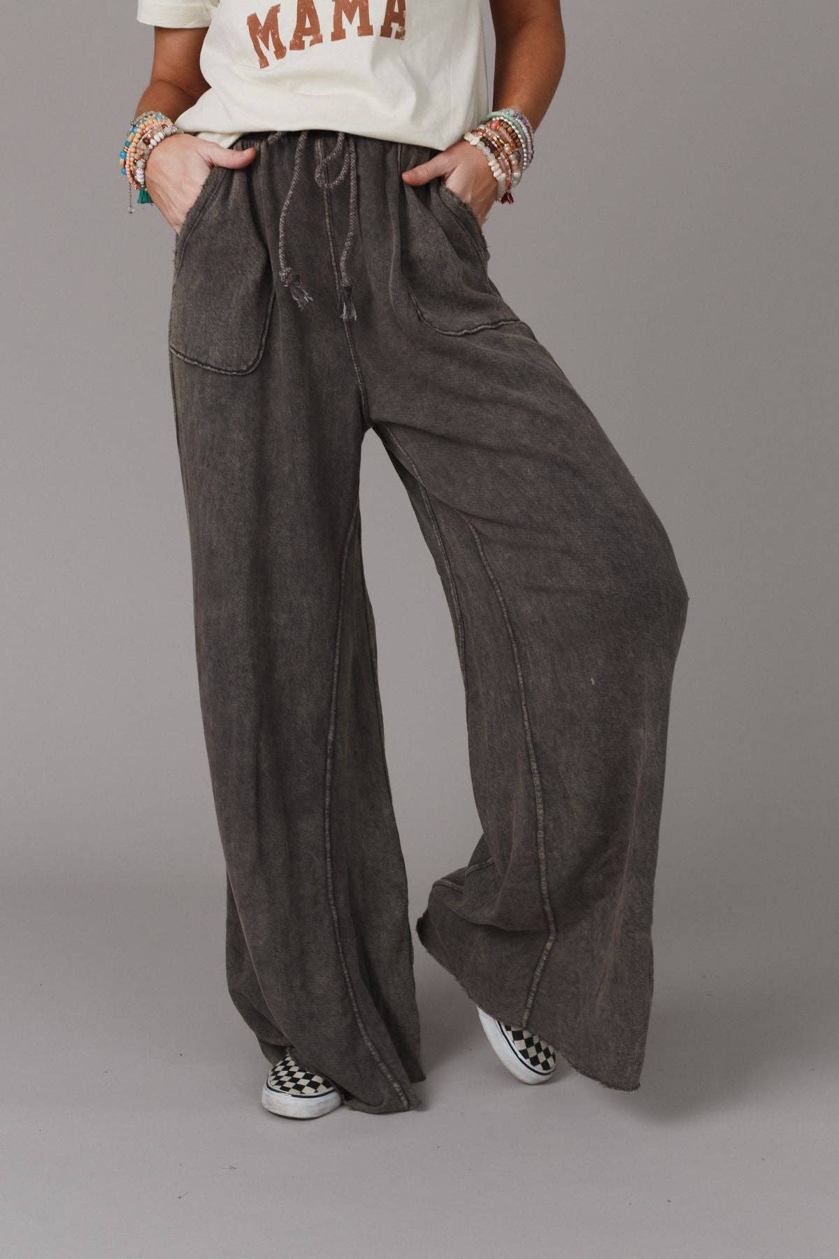 Three Bird Nest Relaxing Robin Wide Leg Pant - New Charcoal