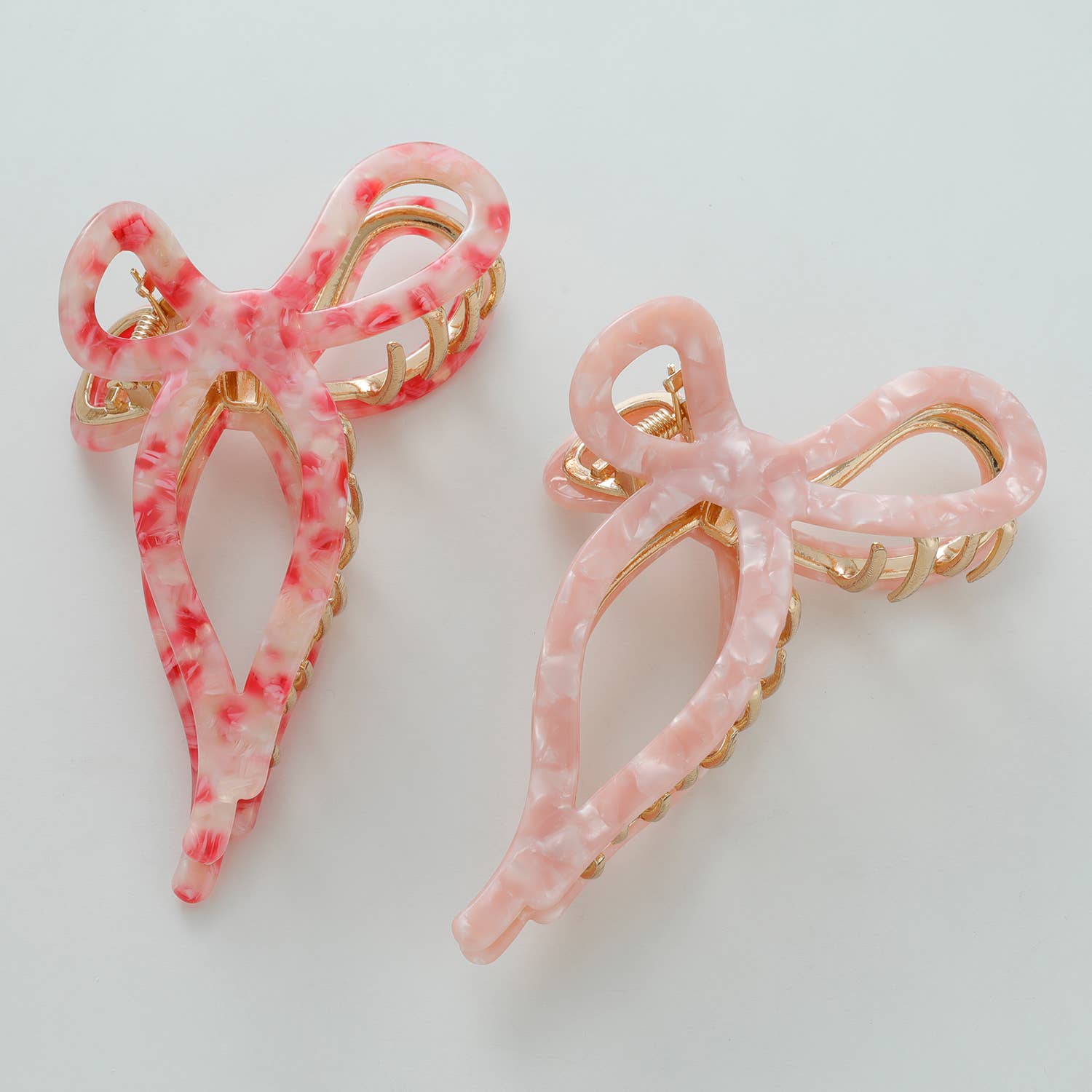 Adorro Sabrina Rosé Ribbon Metal Bow Claw Clip - Large