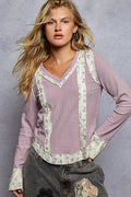 Pol Clothing Strawberry Wine Long Sleeve LAVENDER