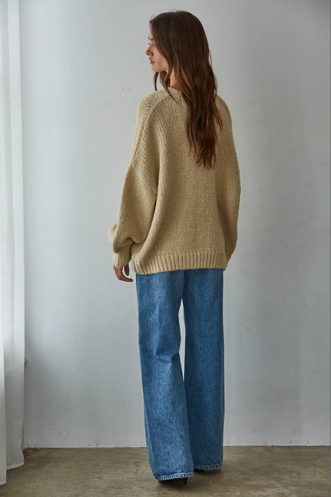 By Together Eggnog Tie Front Sweater