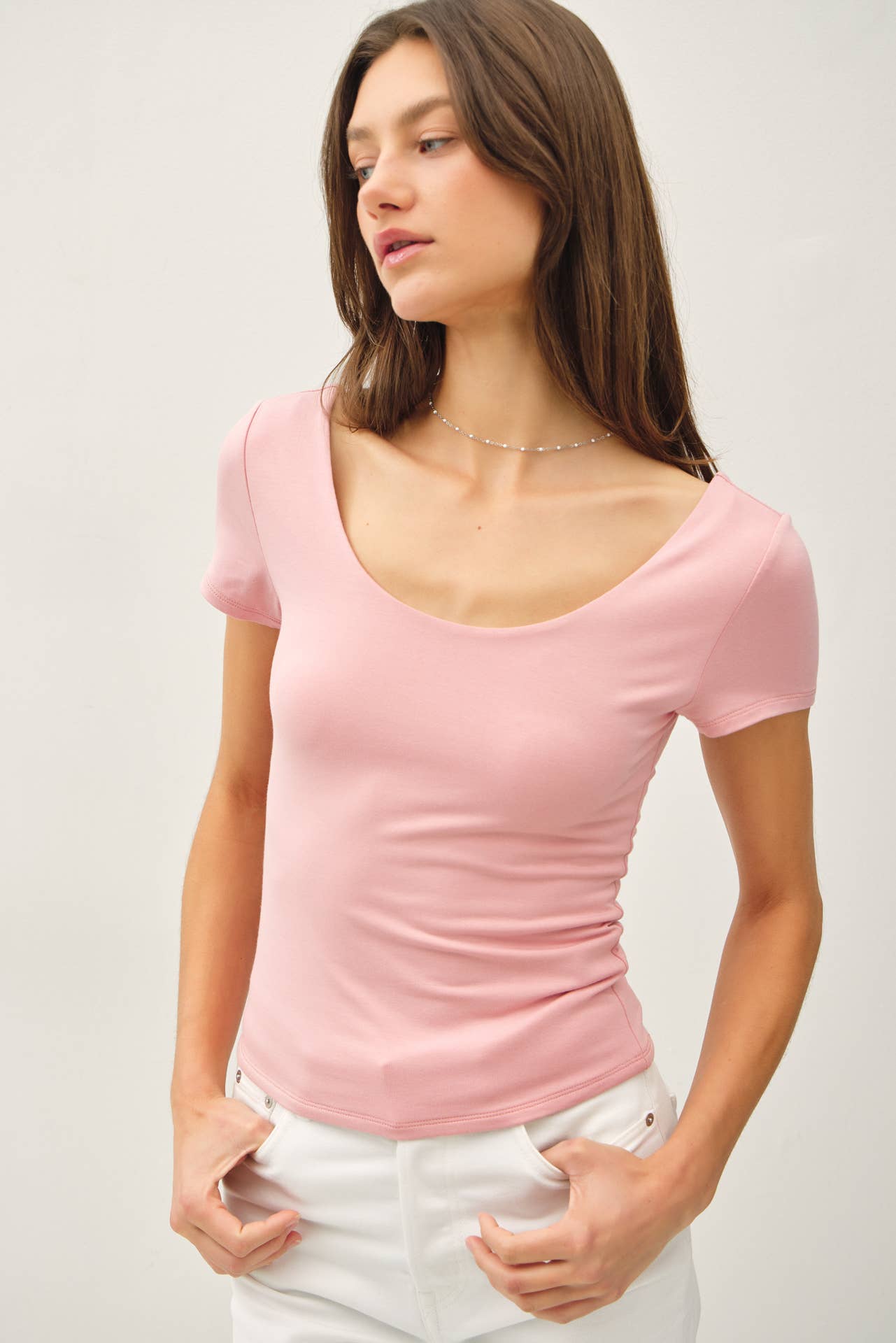 Be Cool BASIC THREADS DOUBLE LINED SCOOP NECK CAP SLEEVE TOP