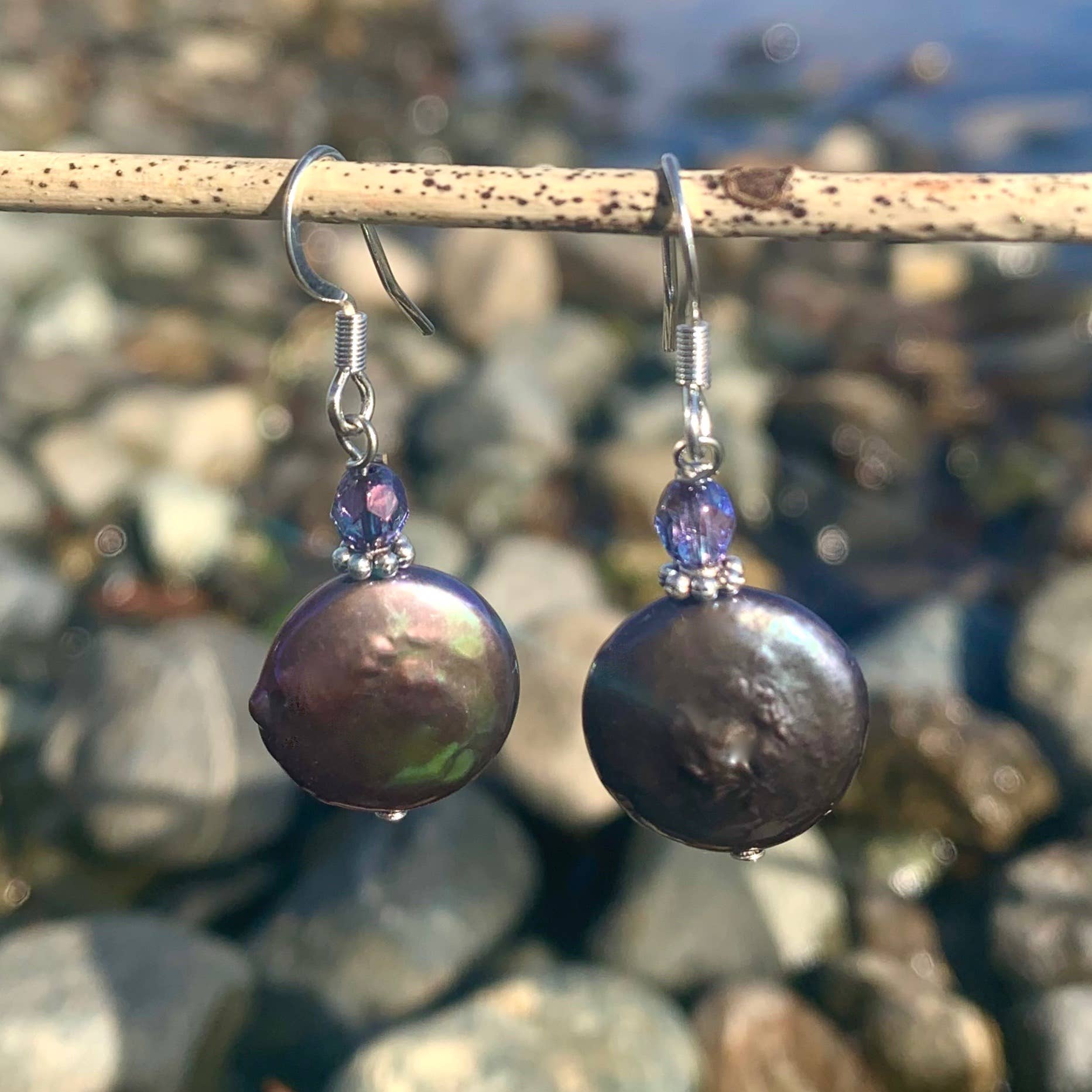 Jo Bird Jewelry Pearl Center Yourself Earrings Peacock