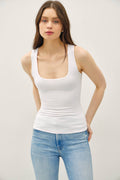 Be Cool BASIC THREADS DOUBLE LINED BASIC SQUARE NECK TANK OFF WHITE