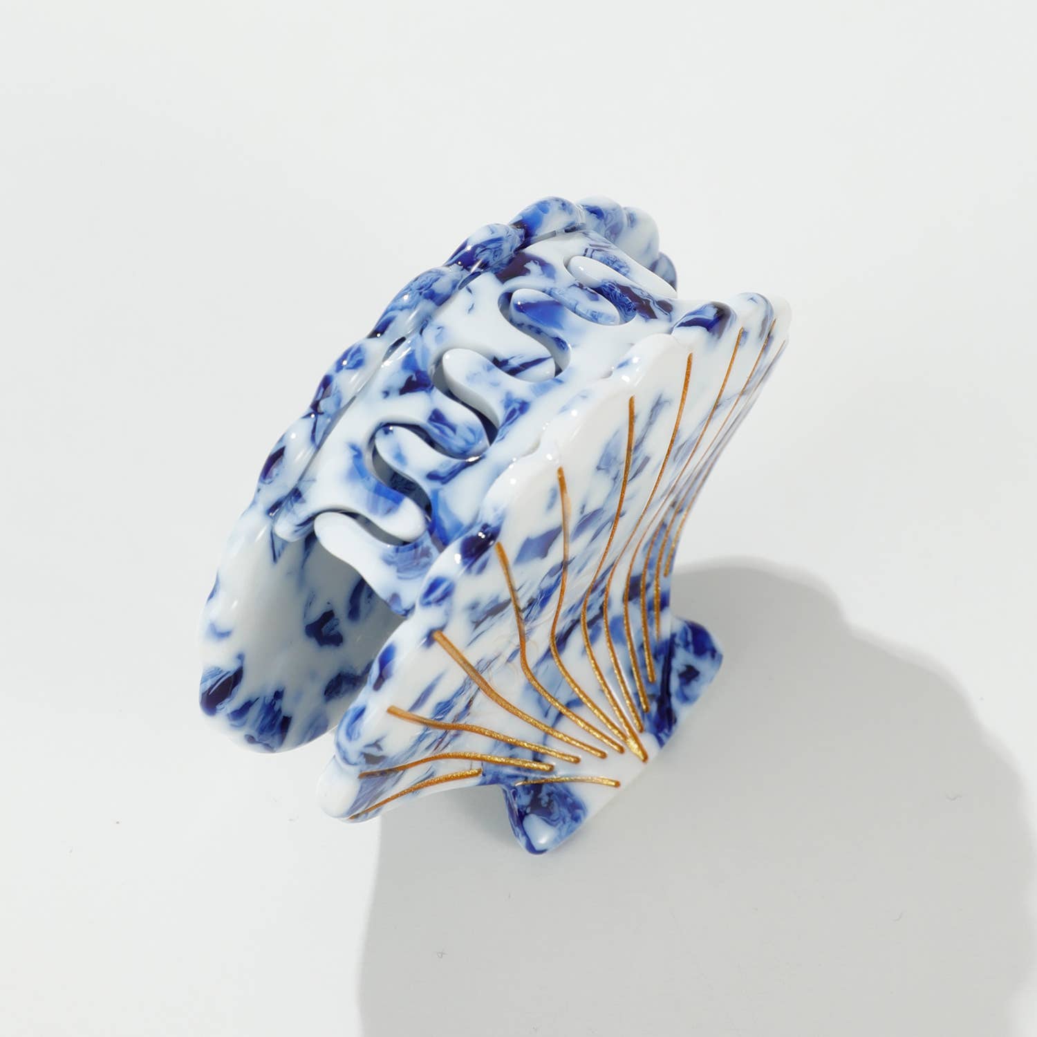 Adorro Coastal Blue Seashell | Gold Painted Seashell Claw Clip