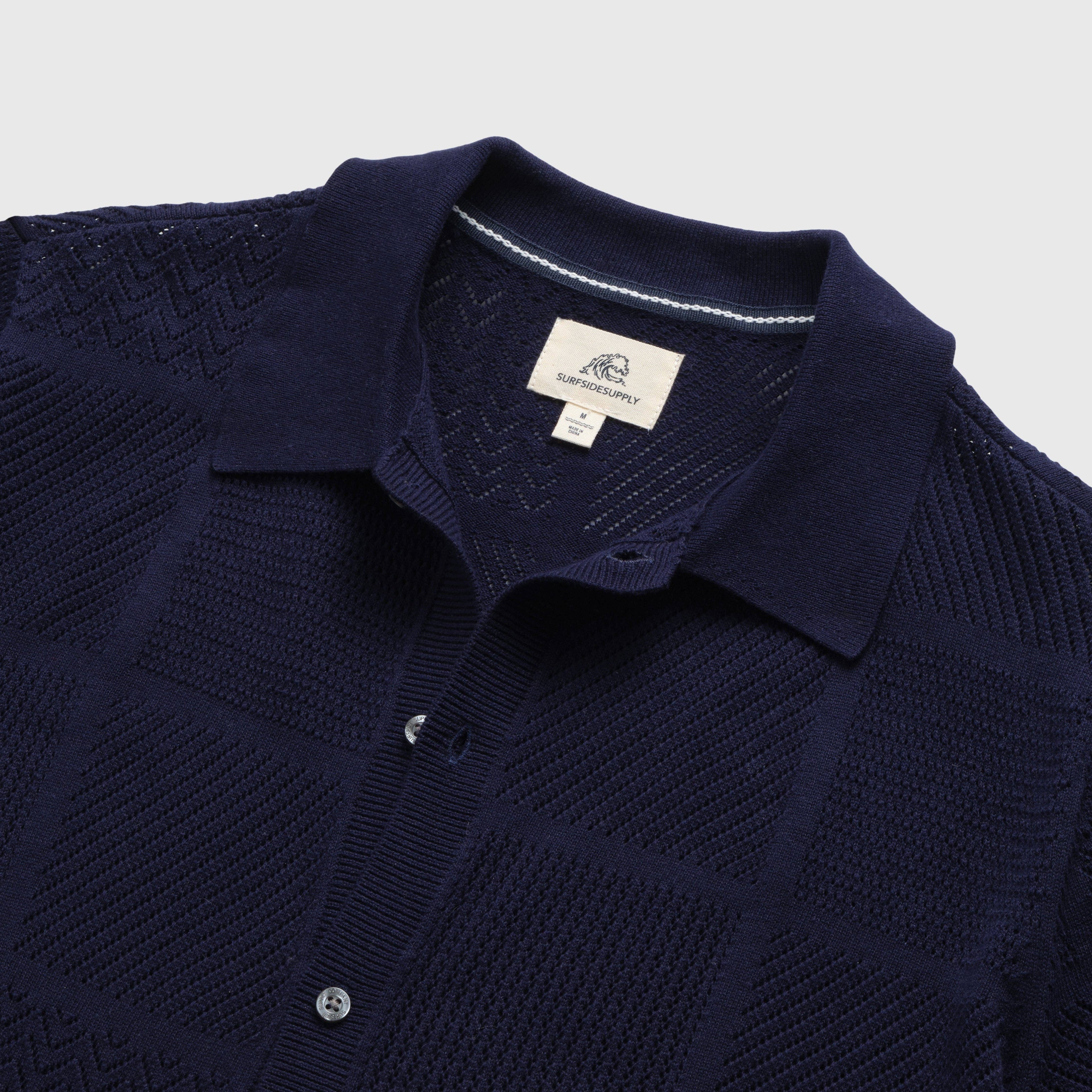 SURFSIDESUPPLY Brent Knit Open Stitch Sweater - Navy Blazer