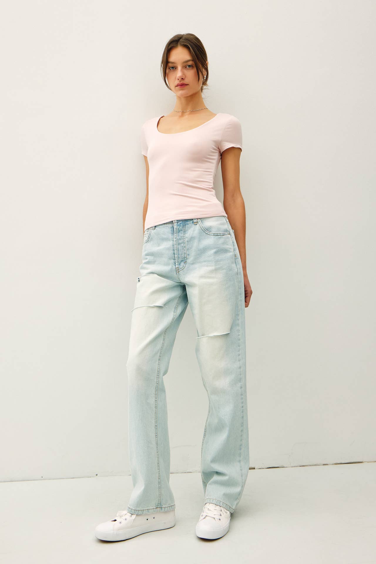 Be Cool BASIC THREADS DOUBLE LINED SCOOP NECK CAP SLEEVE TOP