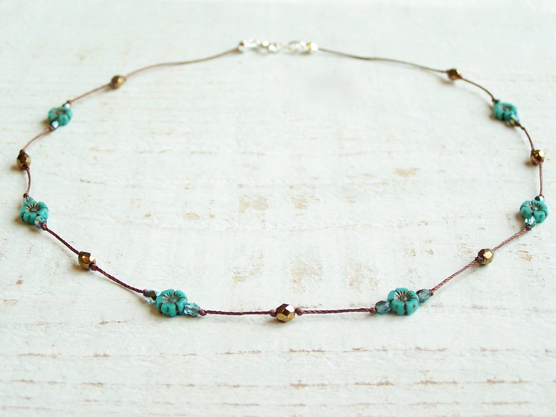 Jo Bird Jewelry Petit Hibiscus Necklace Turquoise