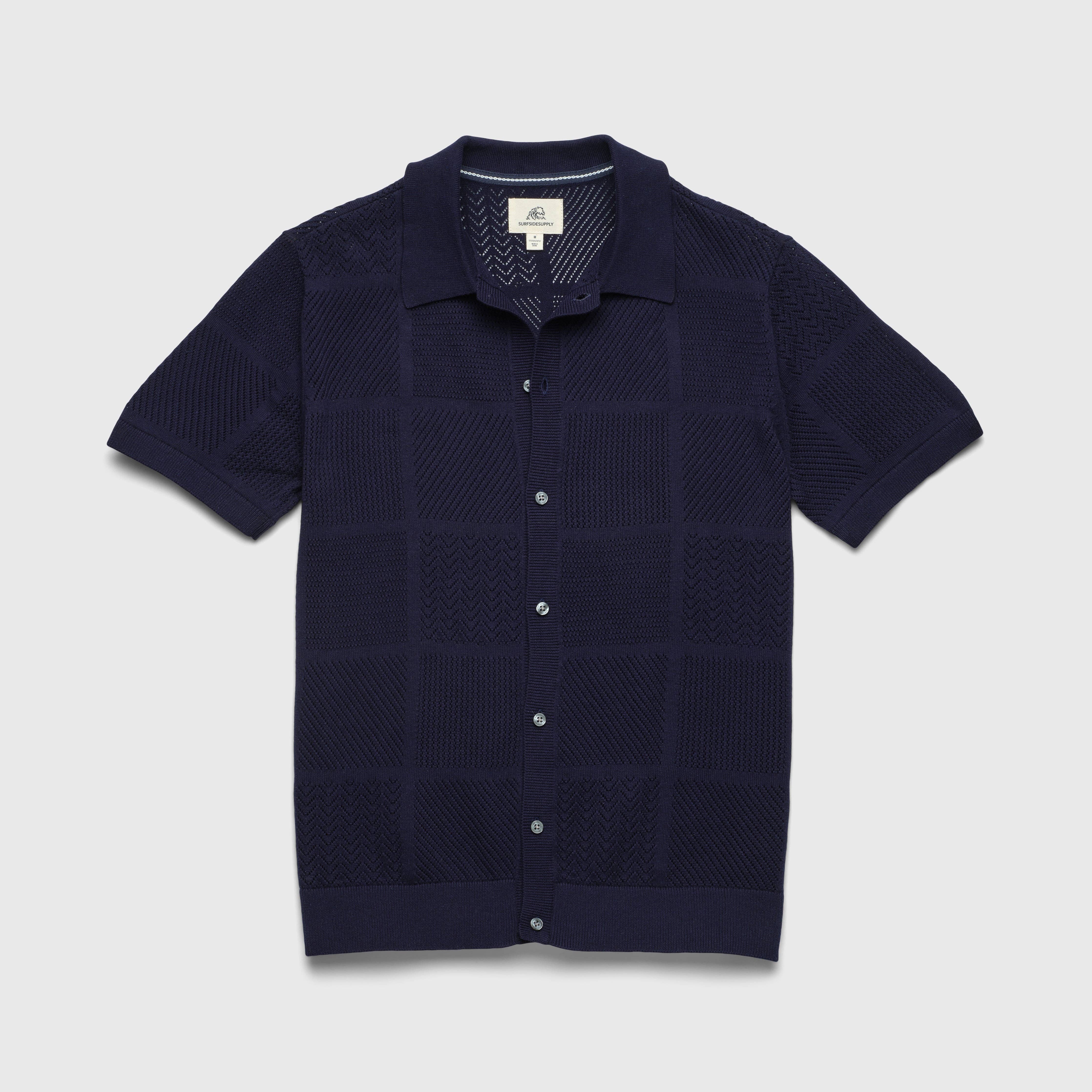 SURFSIDESUPPLY Brent Knit Open Stitch Sweater - Navy Blazer