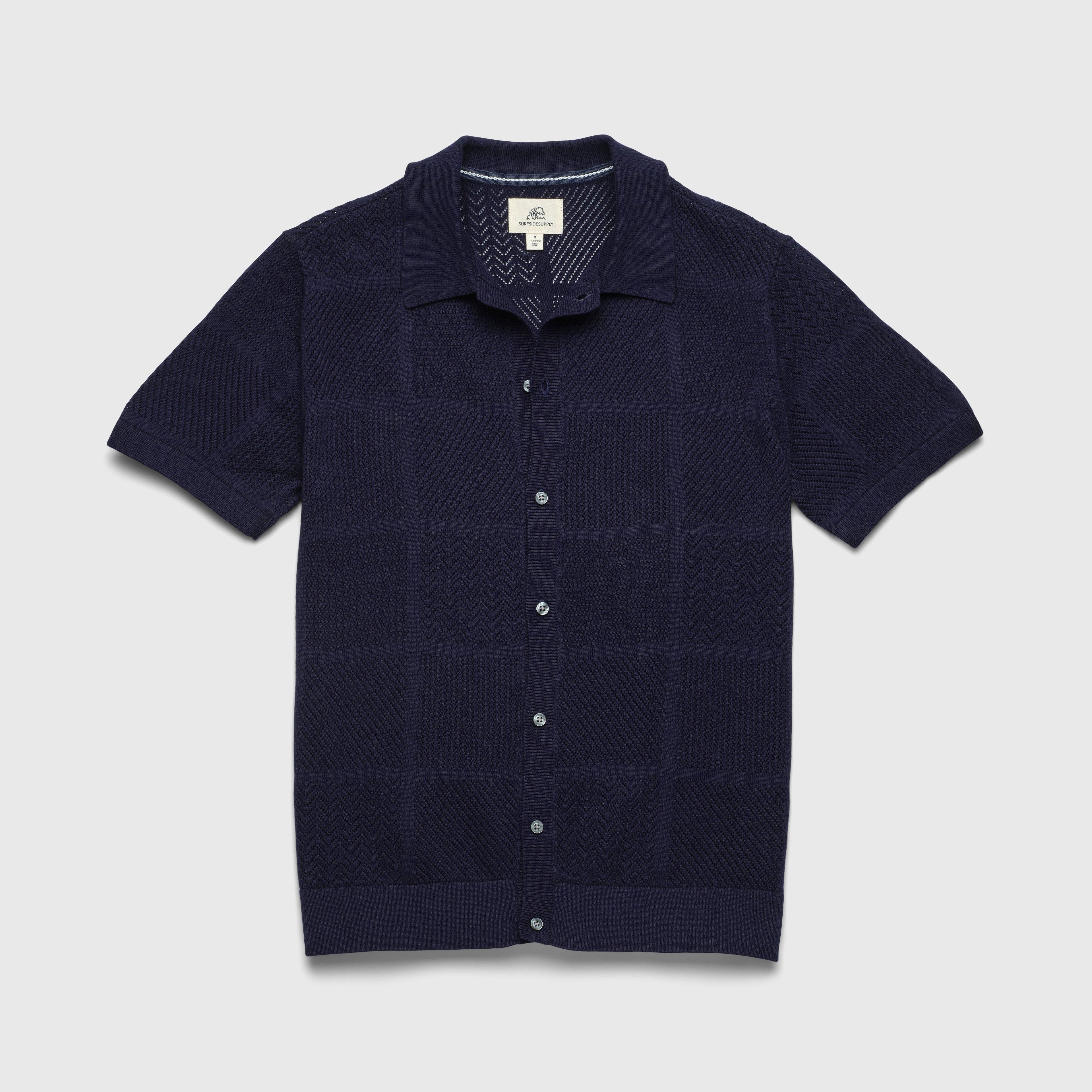 SURFSIDESUPPLY Brent Knit Open Stitch Sweater - Navy Blazer