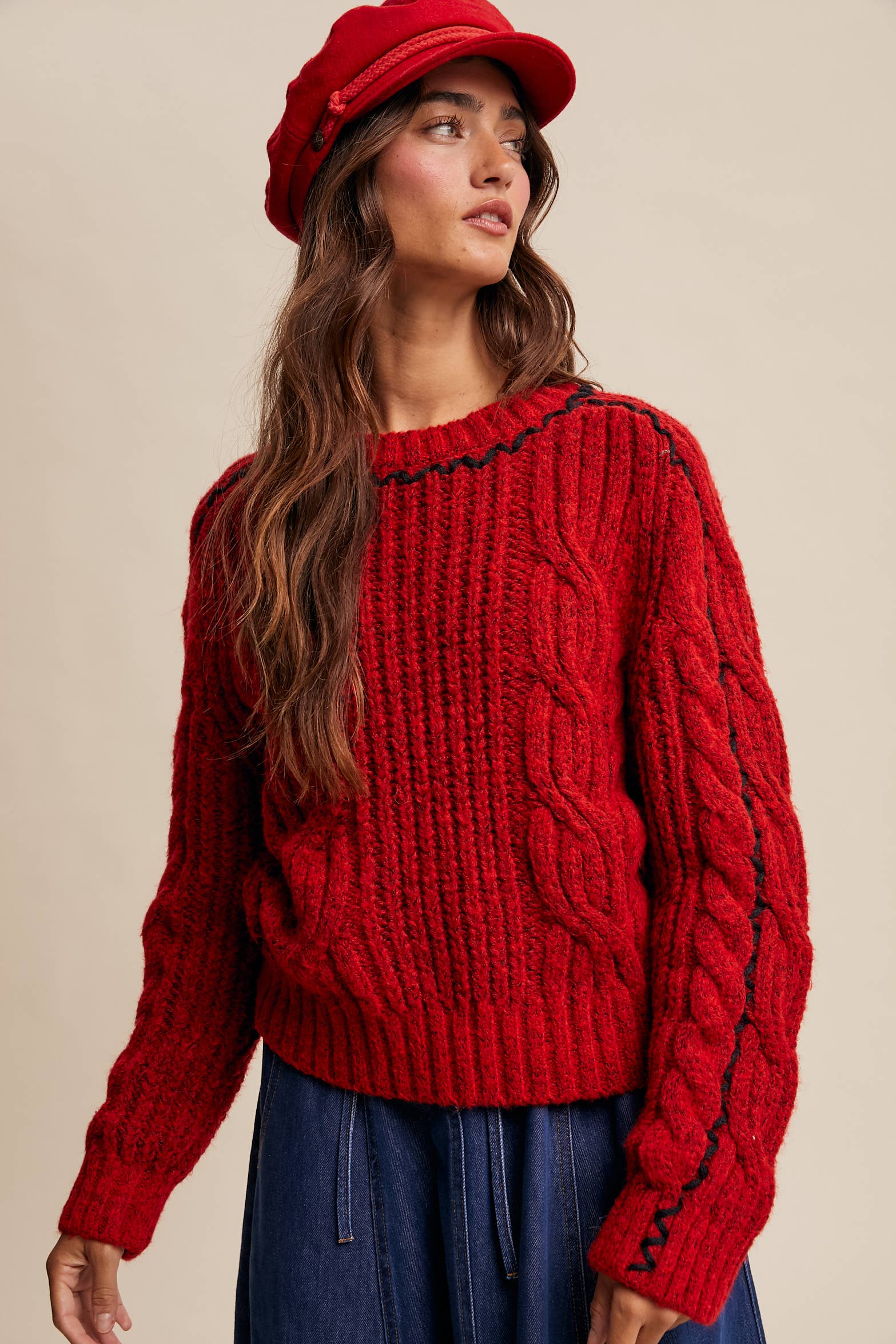 Listicle Fireside Cable Knit Sweater