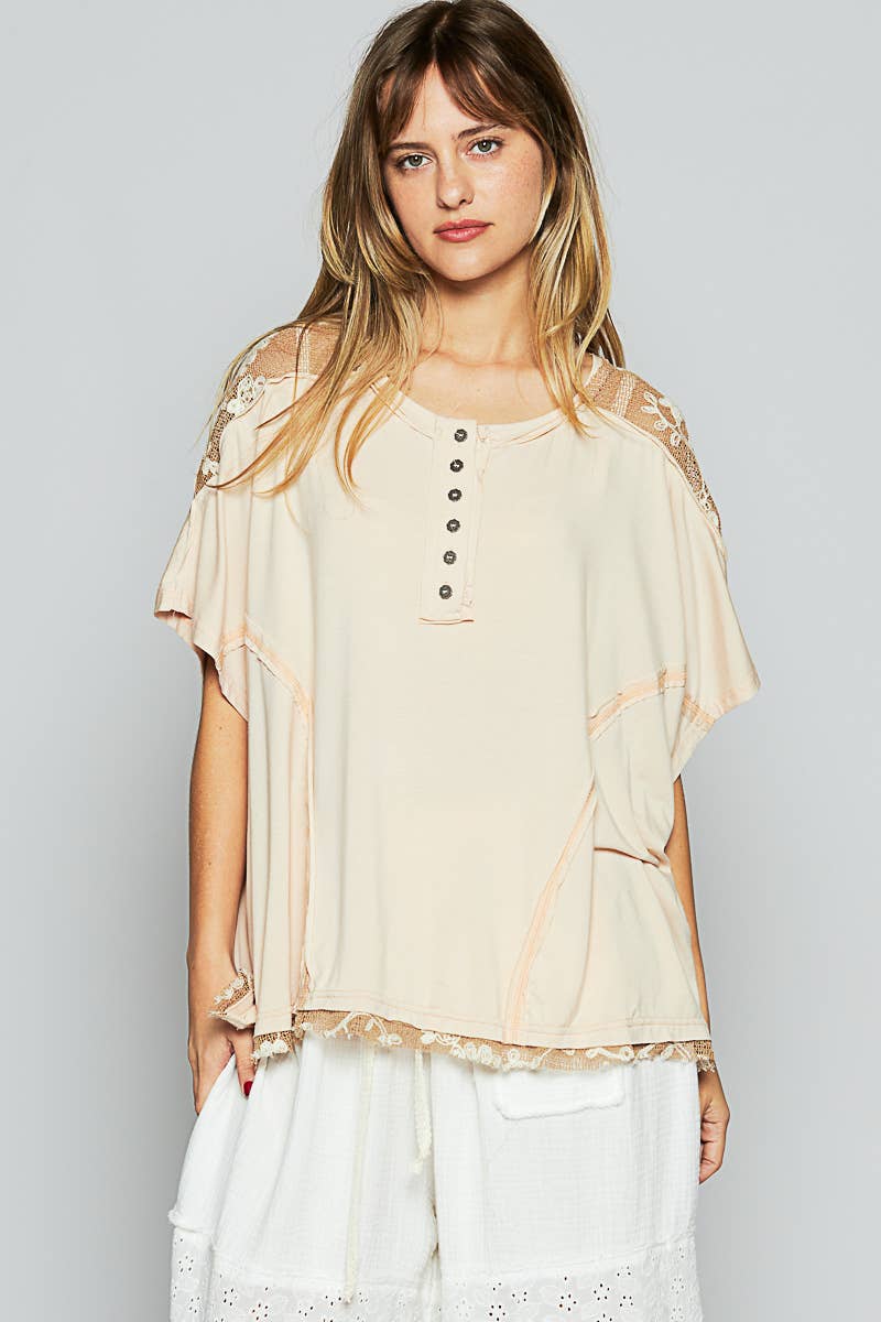 Pol Clothing Brianna top ALMOND