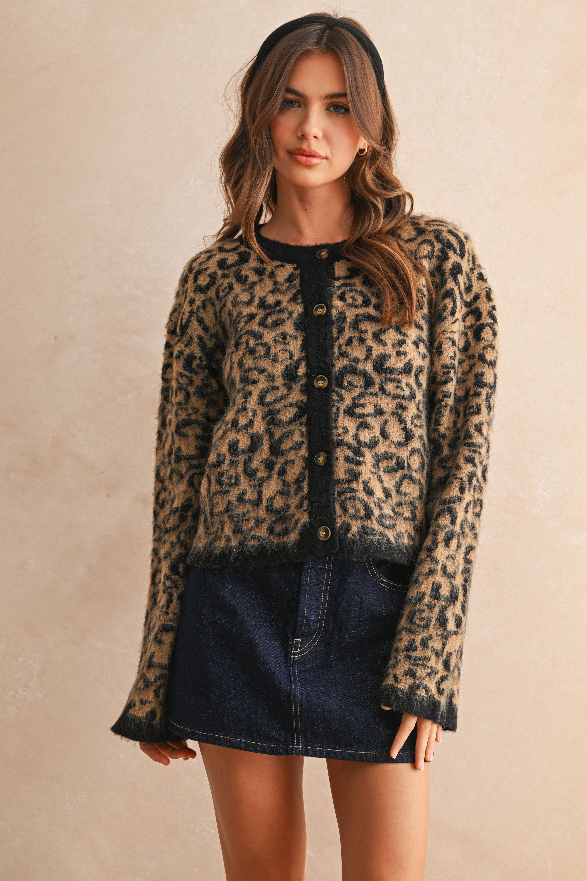 MIOU MUSE PURRR SWEATER CARDIGAN LEOPARD