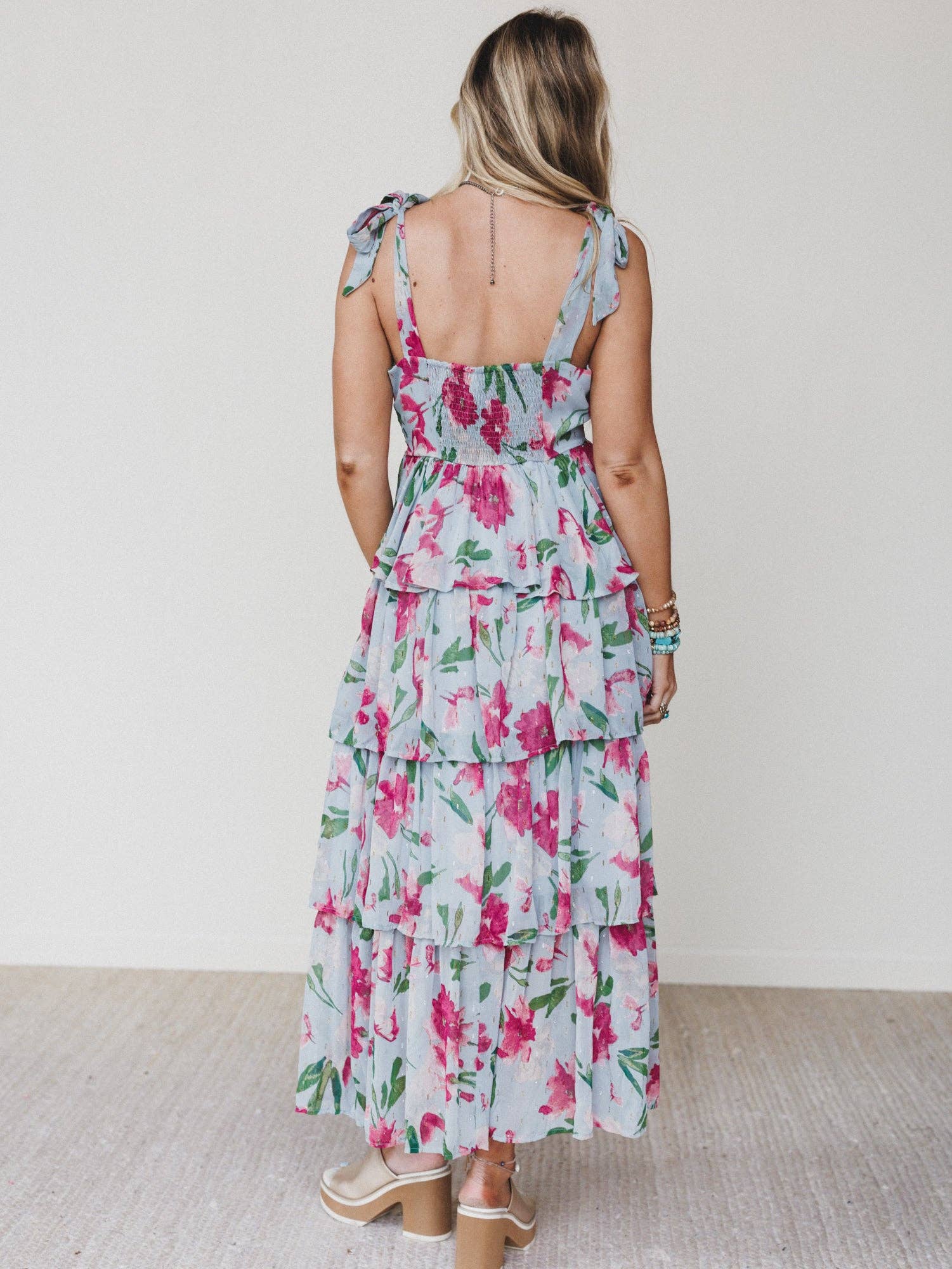 Three Bird Nest Lila Bloom Maxi Dress - Dusty Blue