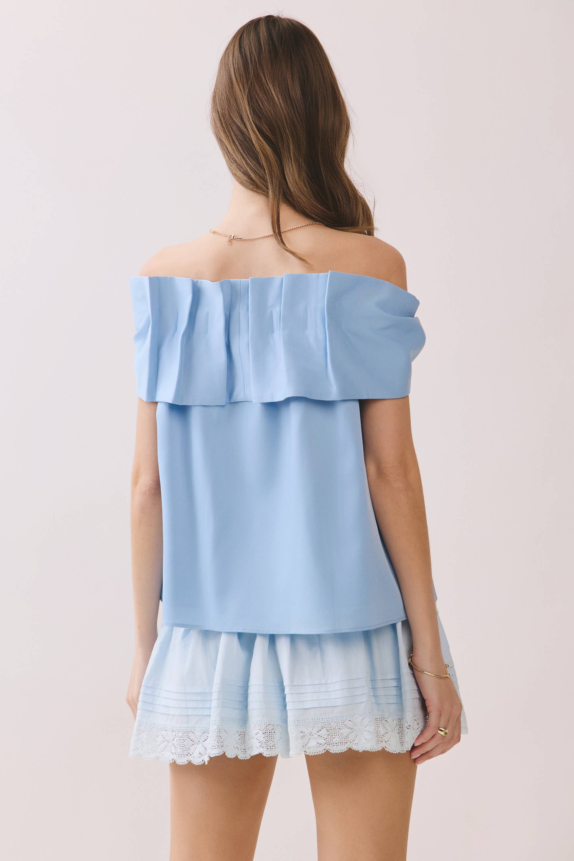 TCEC CT9079-Bow Accented Off The Shoulder Top