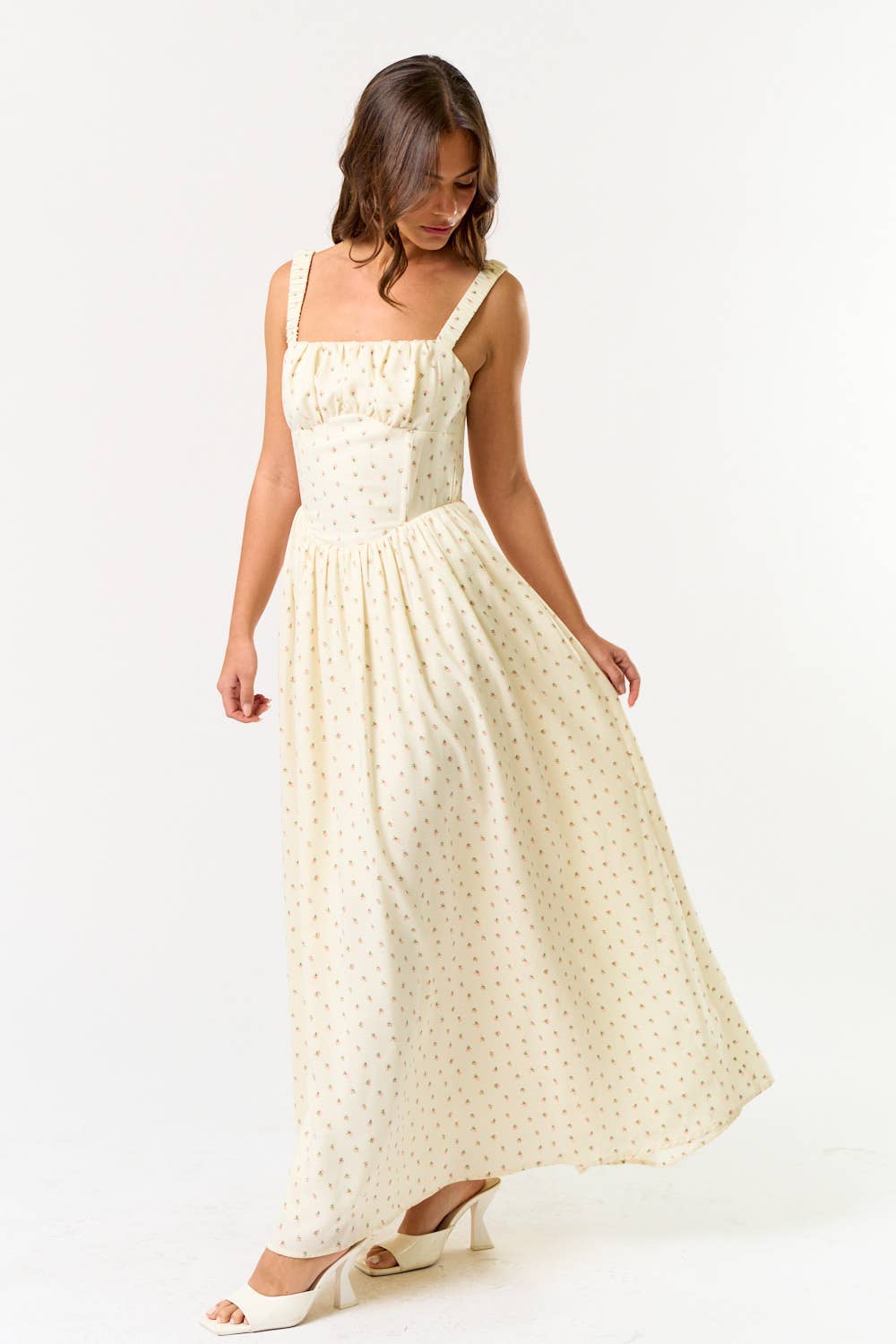 Blue Blush ELASTIC STRAP MAXI FLARE DRESS